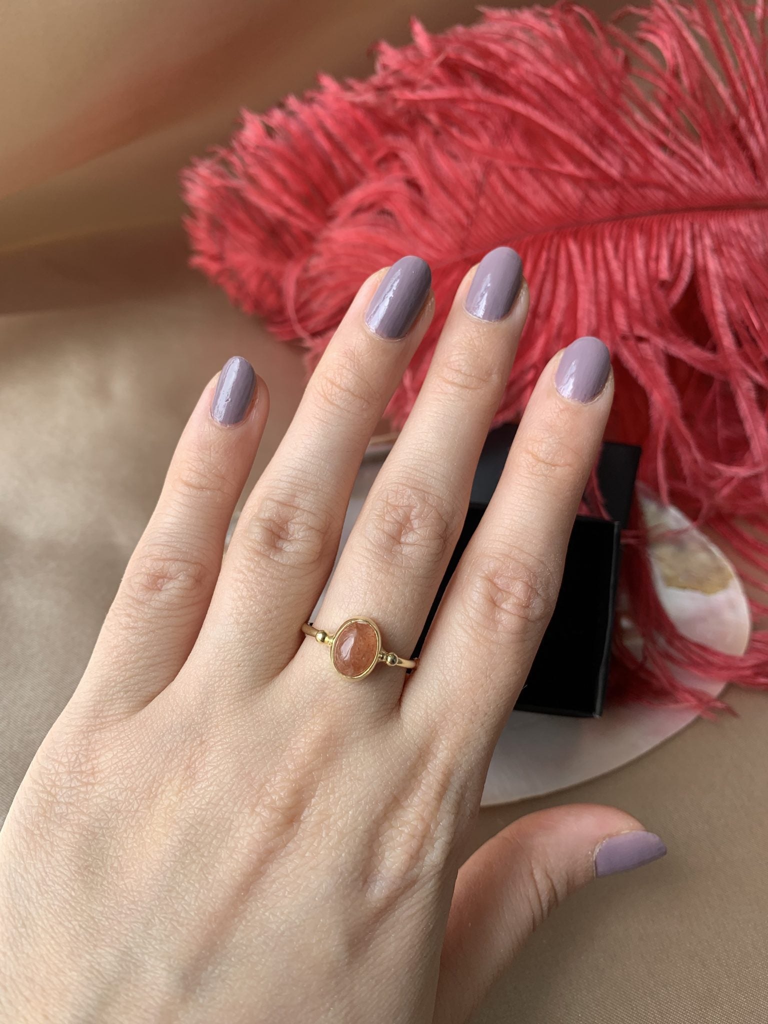 Güneş Taşı Basic Gold Yüzük