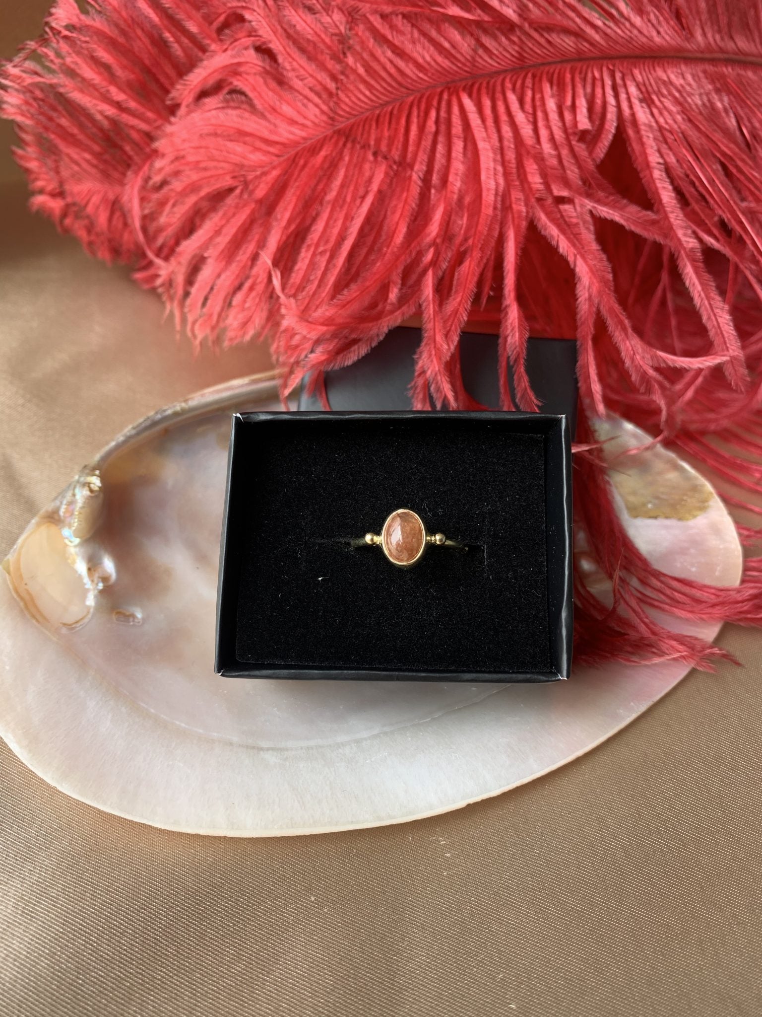 Güneş Taşı Basic Gold Yüzük