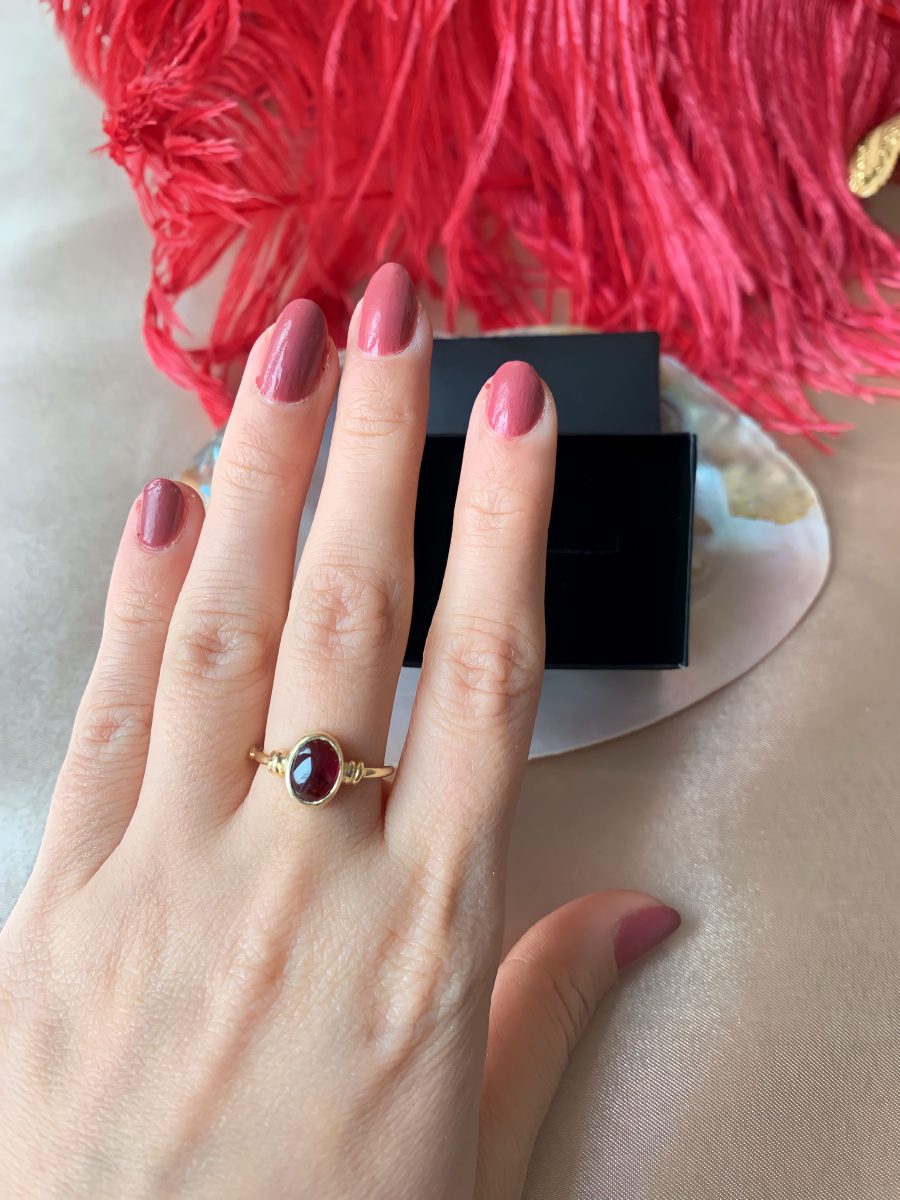 Lal Taşı (Garnet) Diana Gold Yüzük