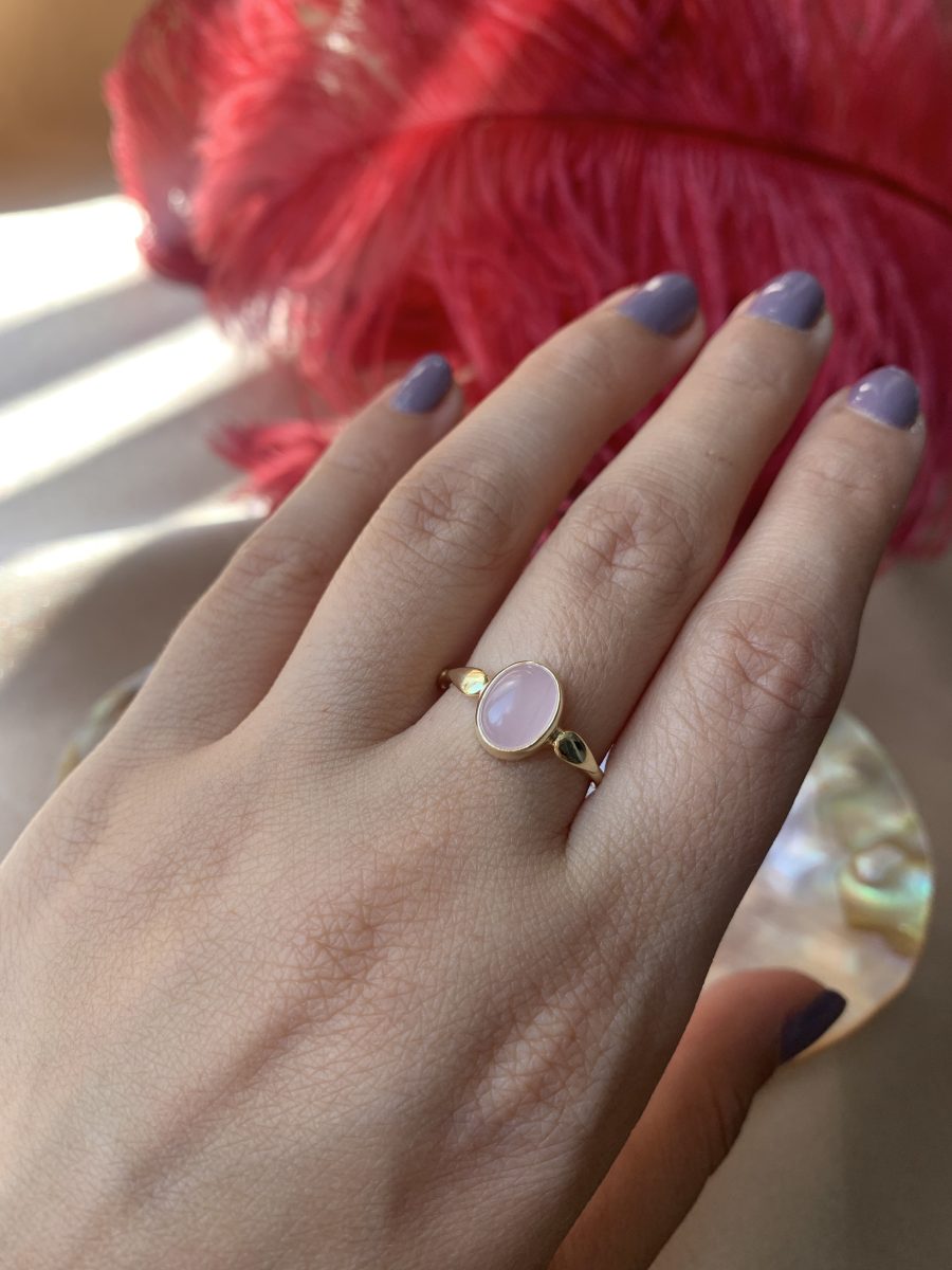 Pembe Kuvars Mary Gold Yüzük