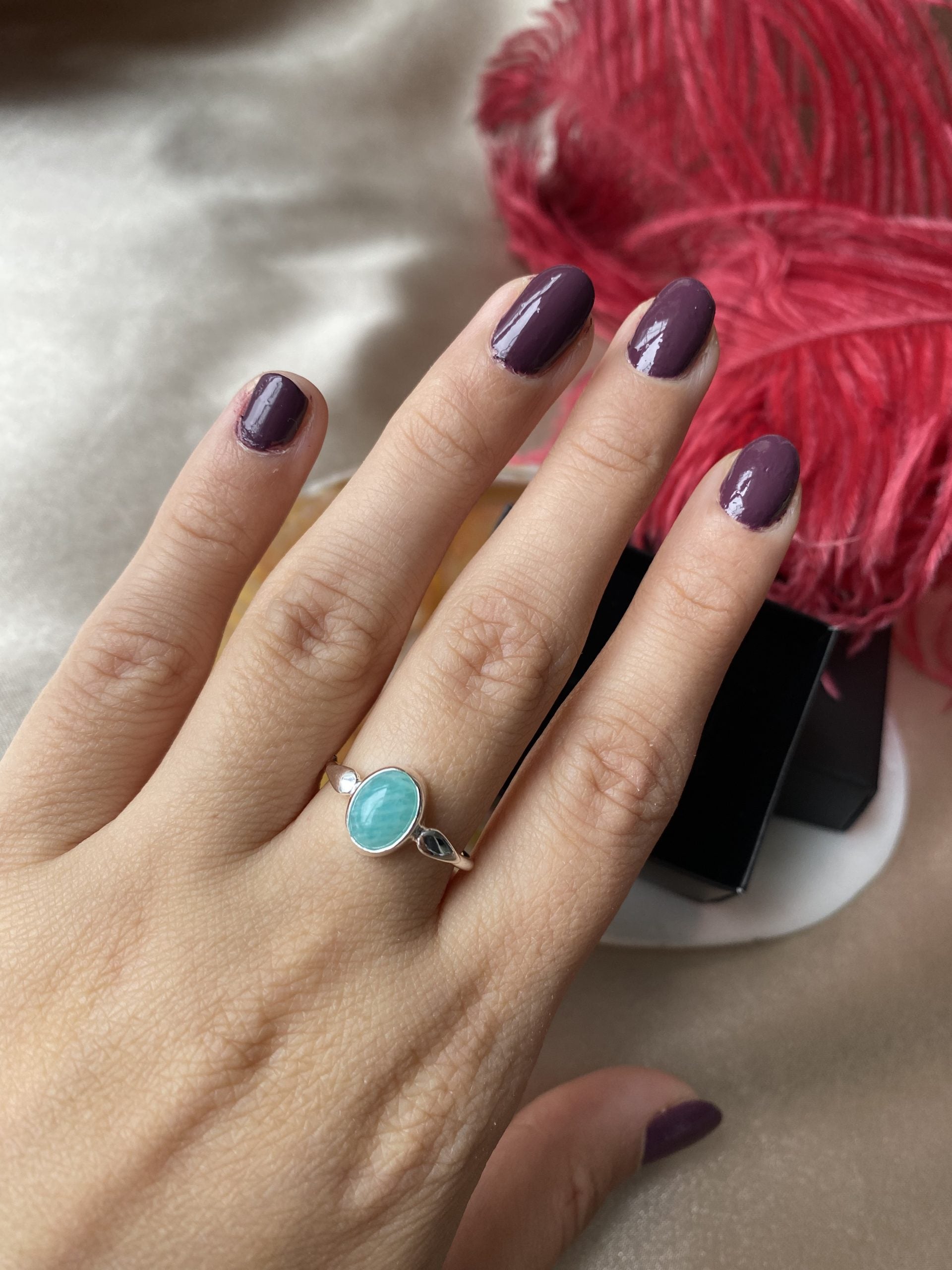 Amazonit Mary Gümüş Yüzük