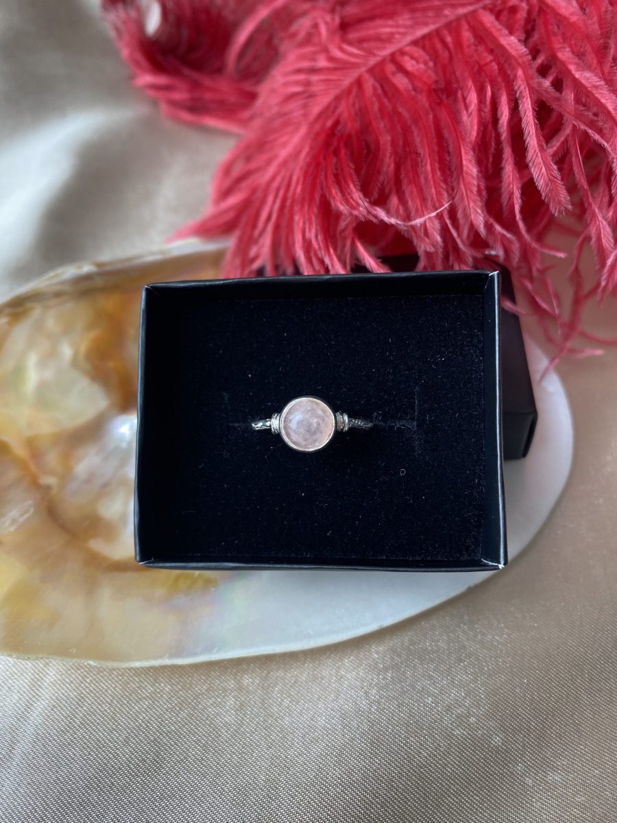 Pembe Kuvars Yuvarlak Gümüş Yüzük