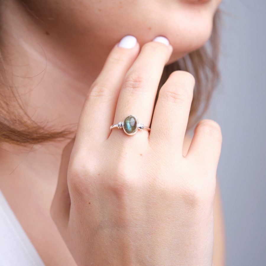 Labradorit Diana Gümüş Yüzük