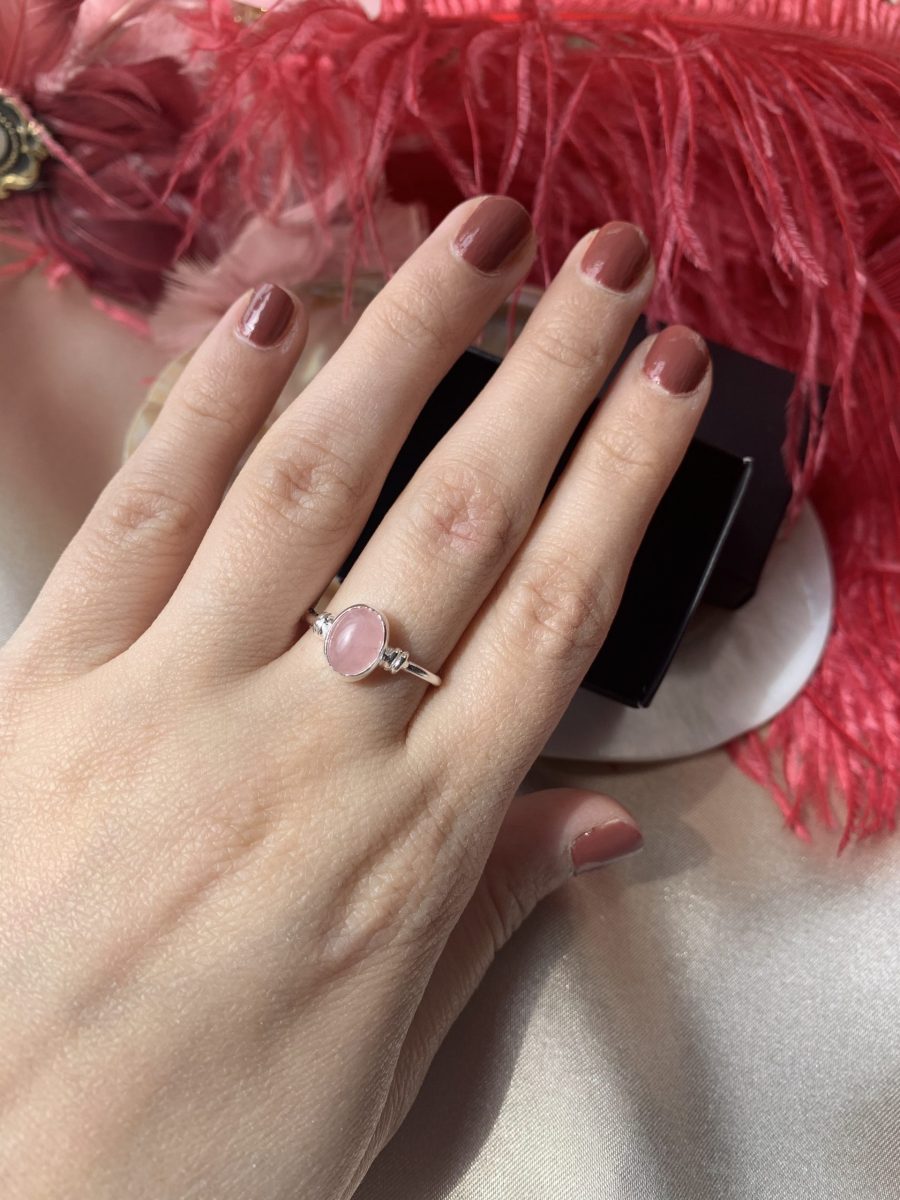 Pembe Kuvars Diana Gümüş Yüzük