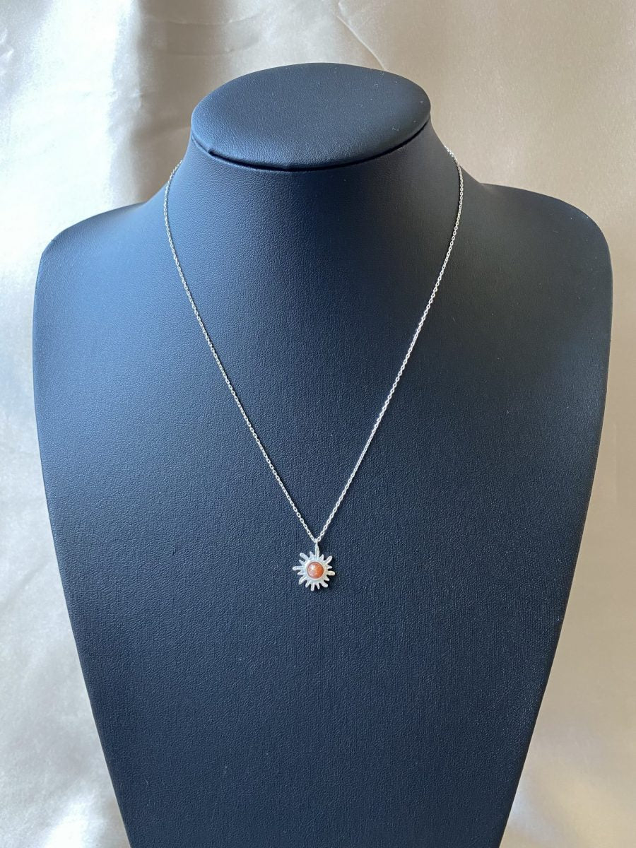 Güneş Taşı Minimal Güneş Gümüş Kolye