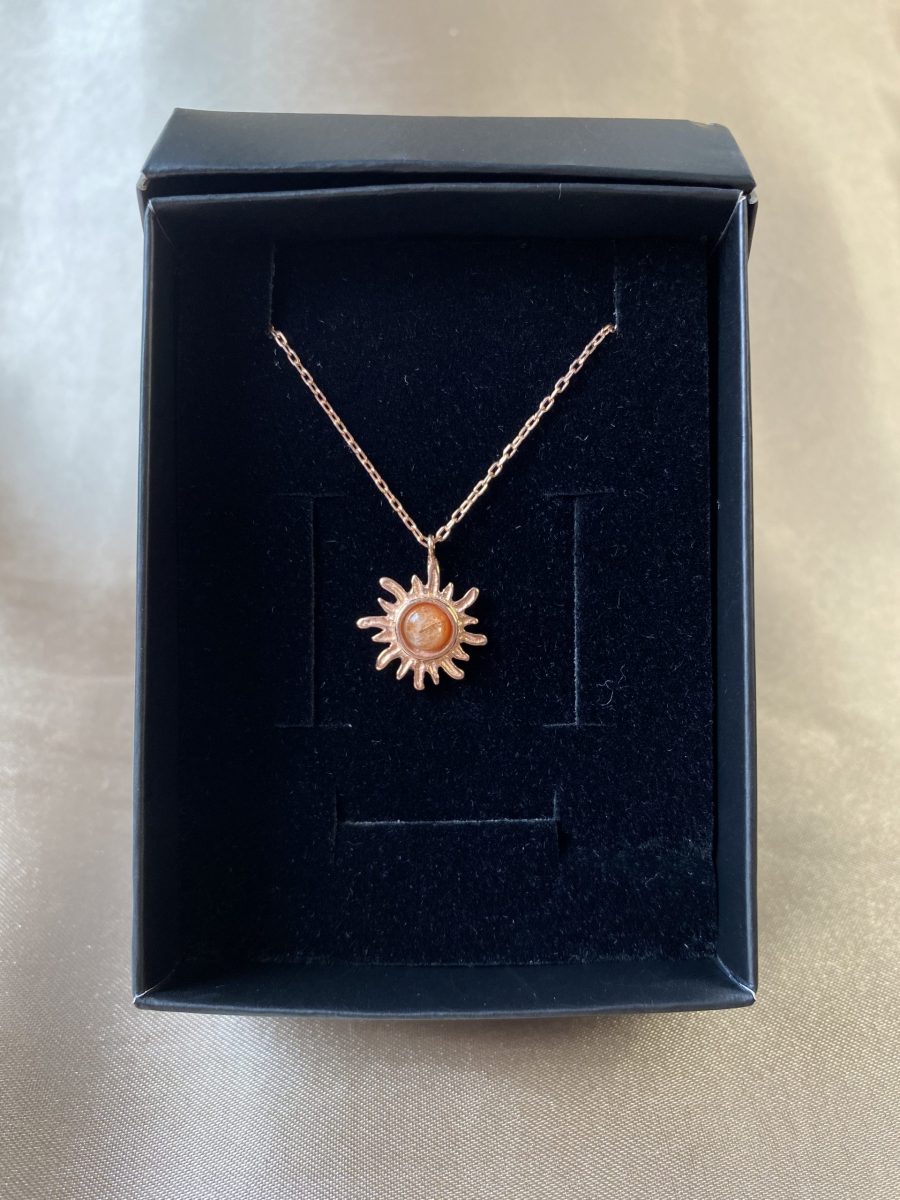 Güneş Taşı Minimal Güneş Rose Gold Kolye