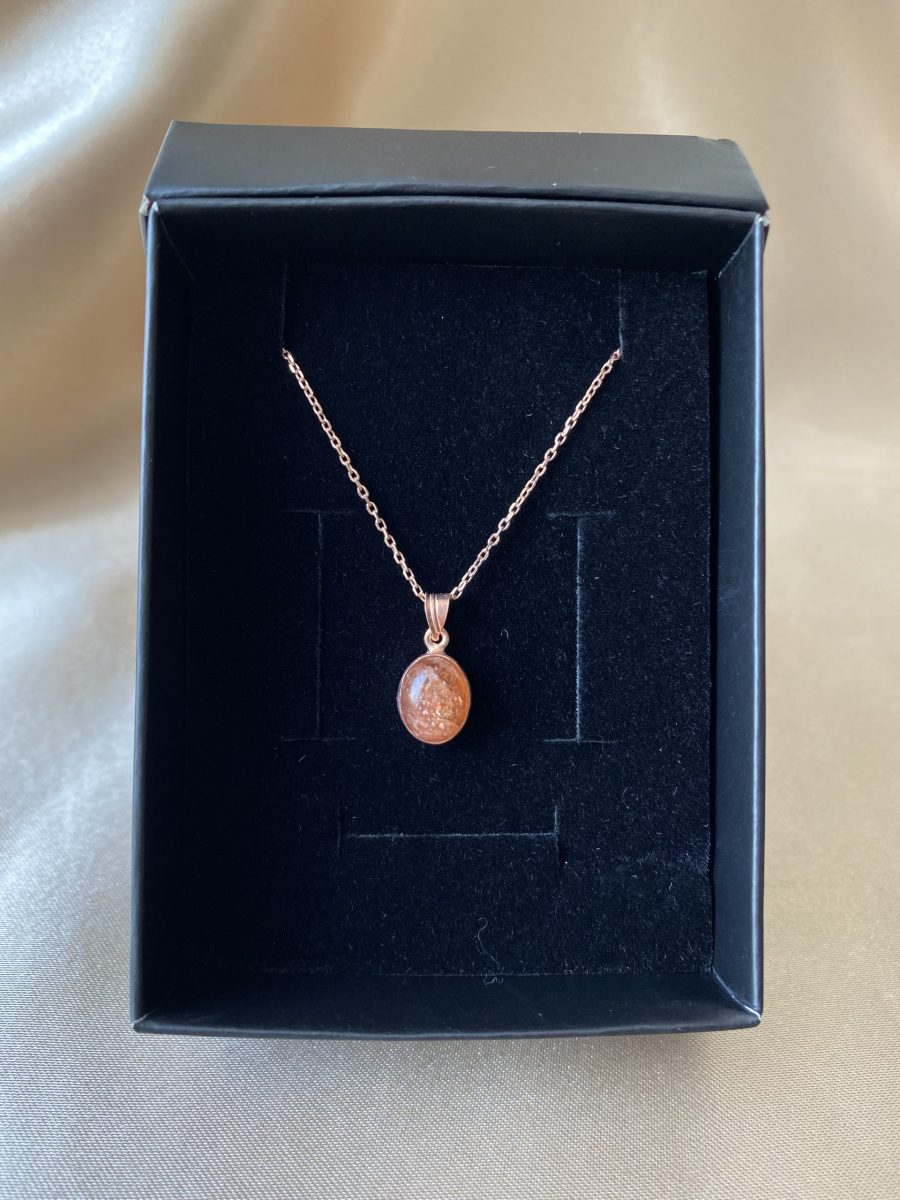 Güneş Taşı Minimal Rose Gold Kolye