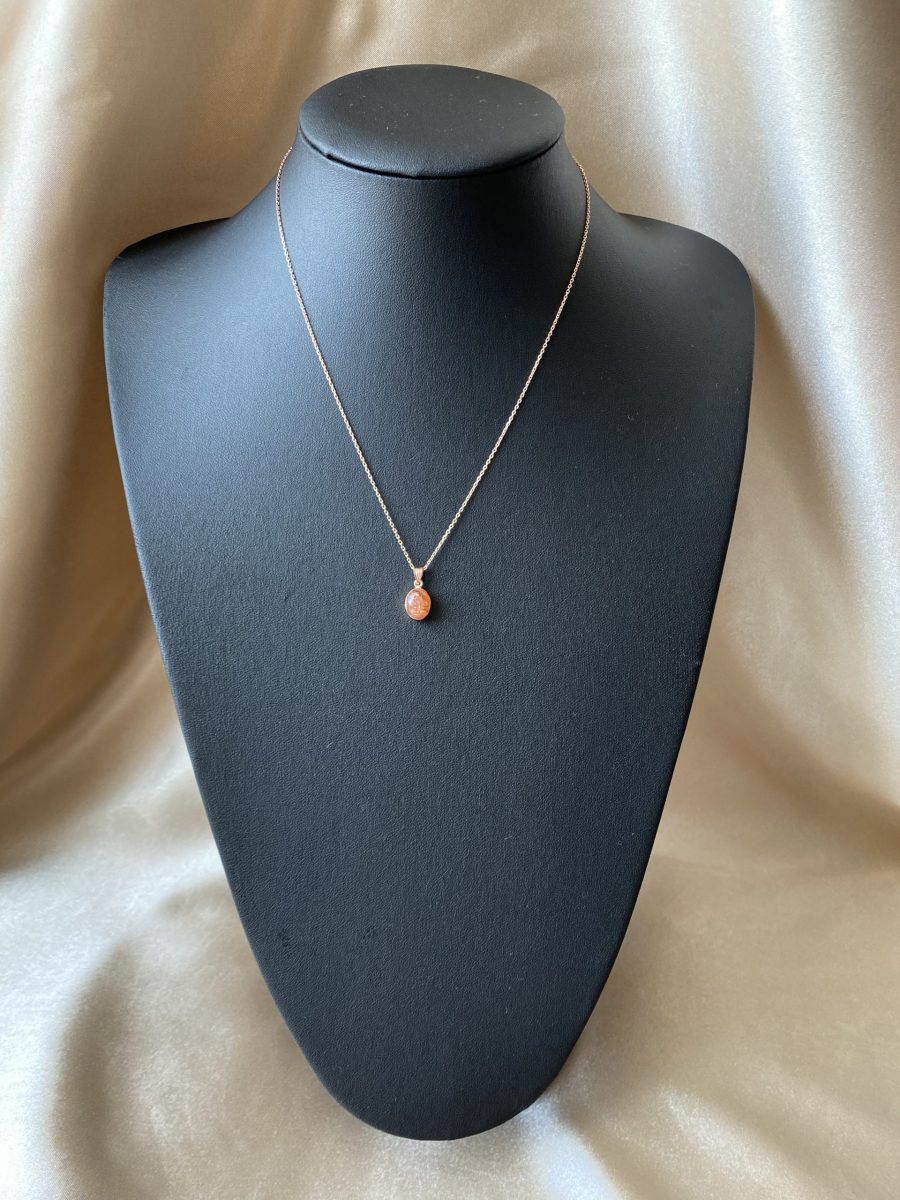 Güneş Taşı Minimal Rose Gold Kolye