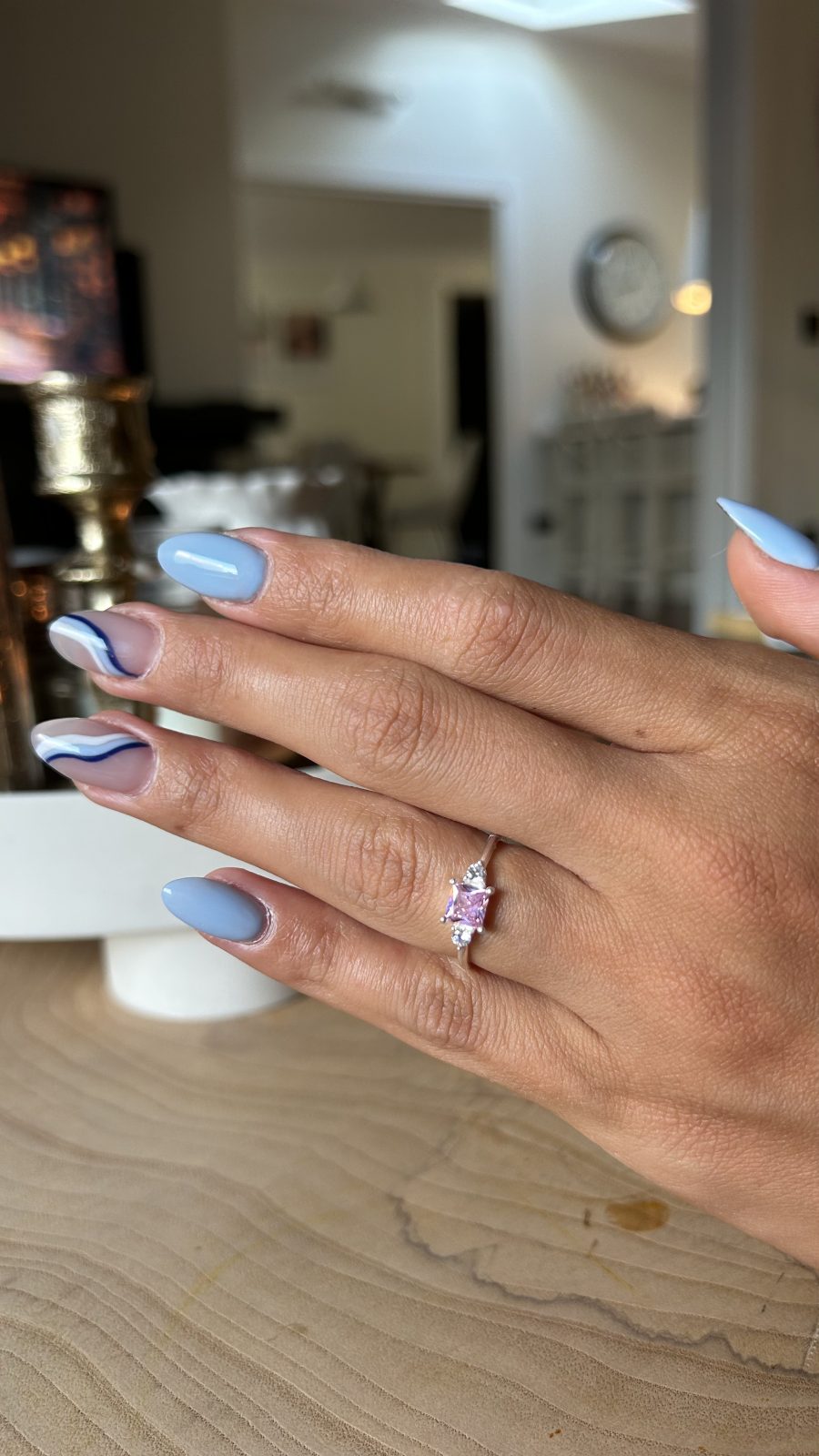 Pembe Kuvars Kare Prenses Gümüş Yüzük