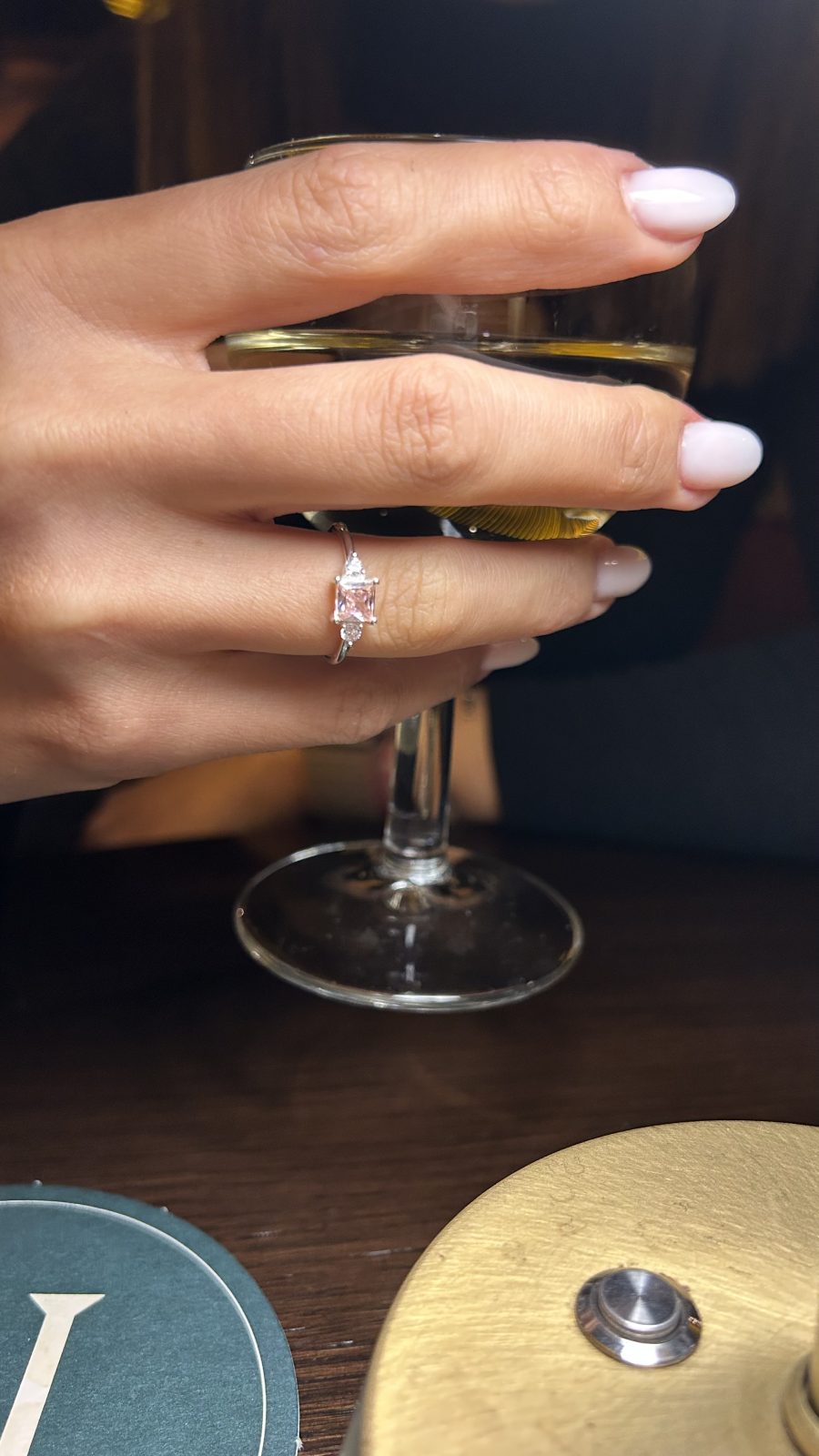 Pembe Kuvars Kare Prenses Gümüş Yüzük