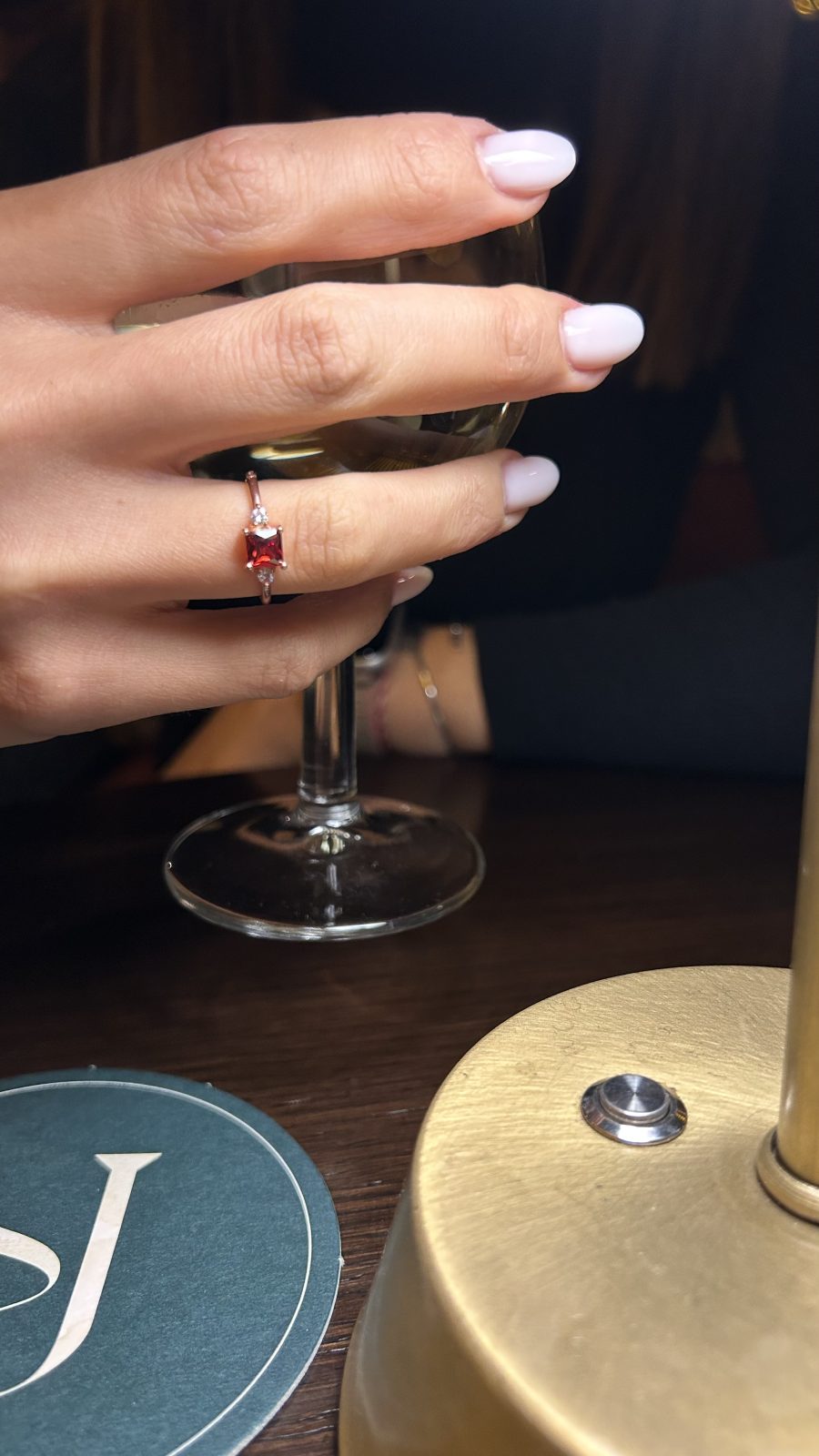 Lal Taşı (Garnet) Kare Prenses Rose Gold Yüzük