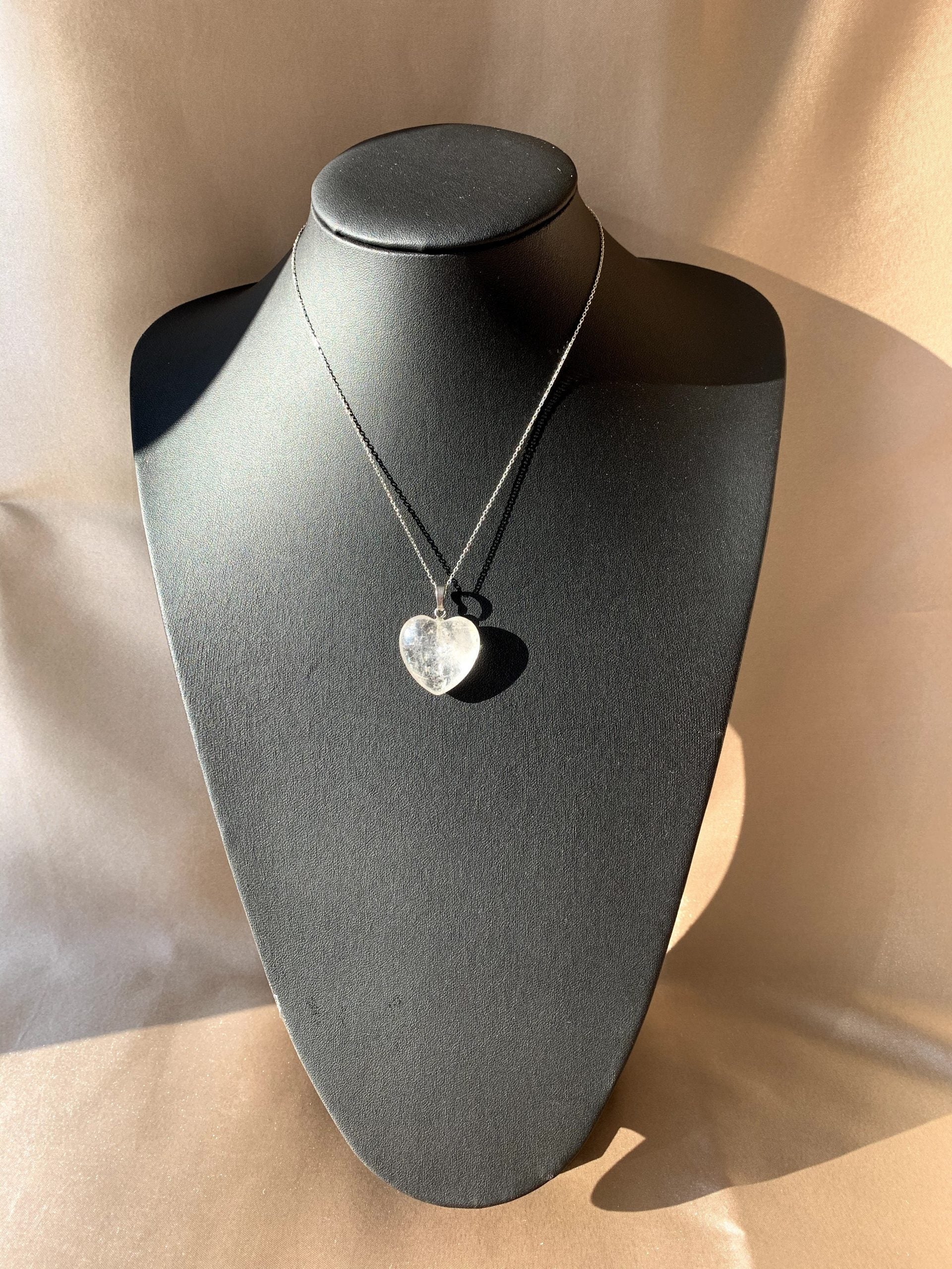 Kristal Kuvars Büyük Kalp Kolye