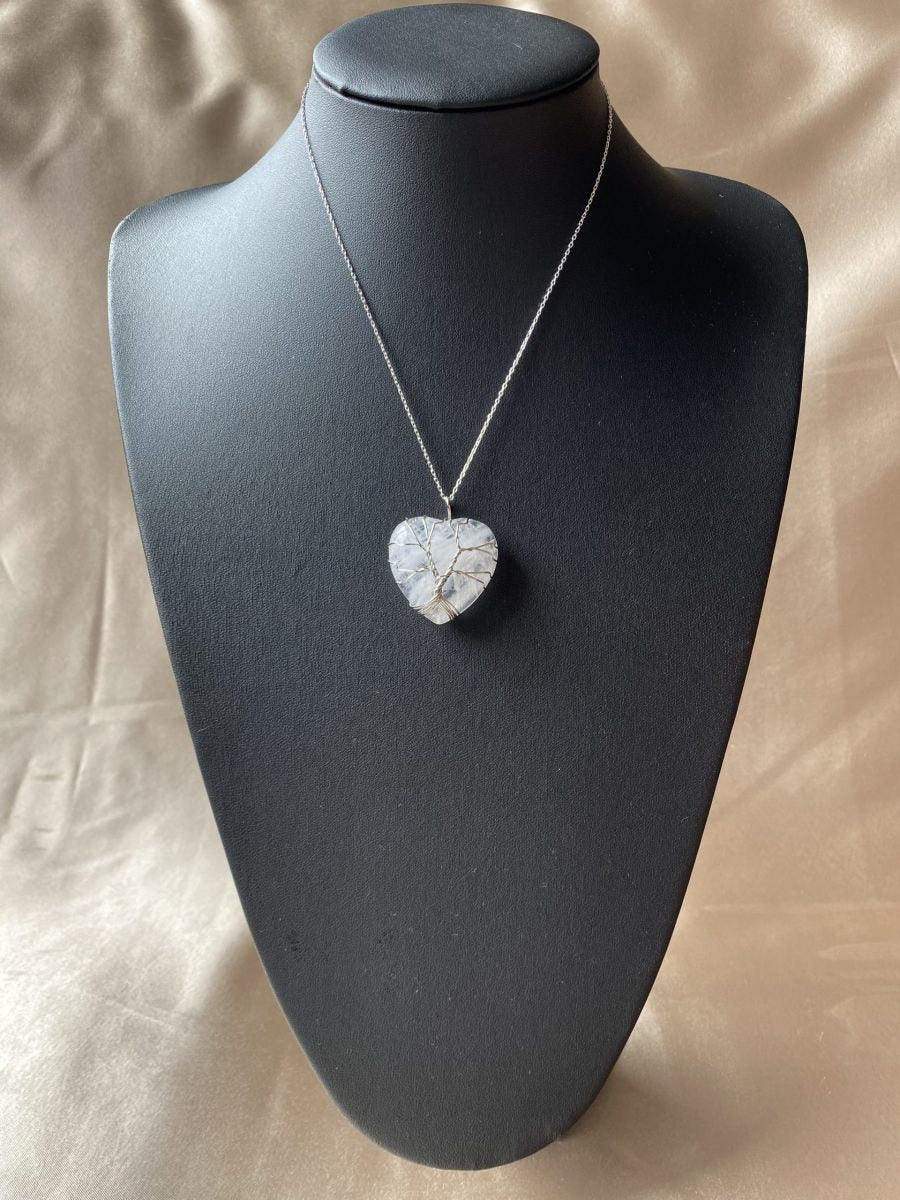 Kristal Kuvars Kalp Hayat Ağacı Kolye