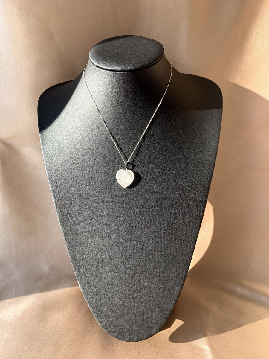 Kristal Kuvars Minimal Kalp Kolye