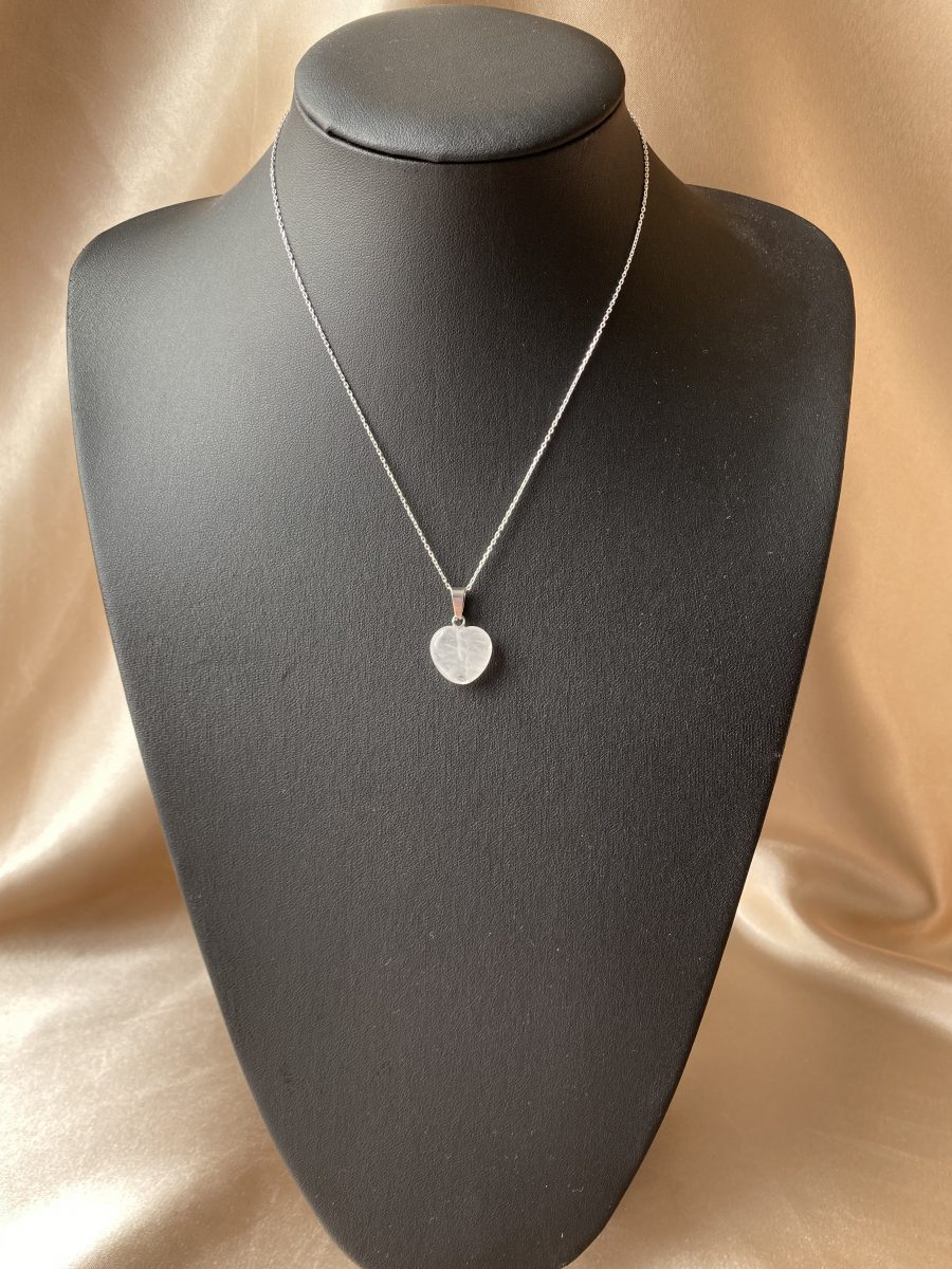 Kristal Kuvars Minimal Kalp Kolye