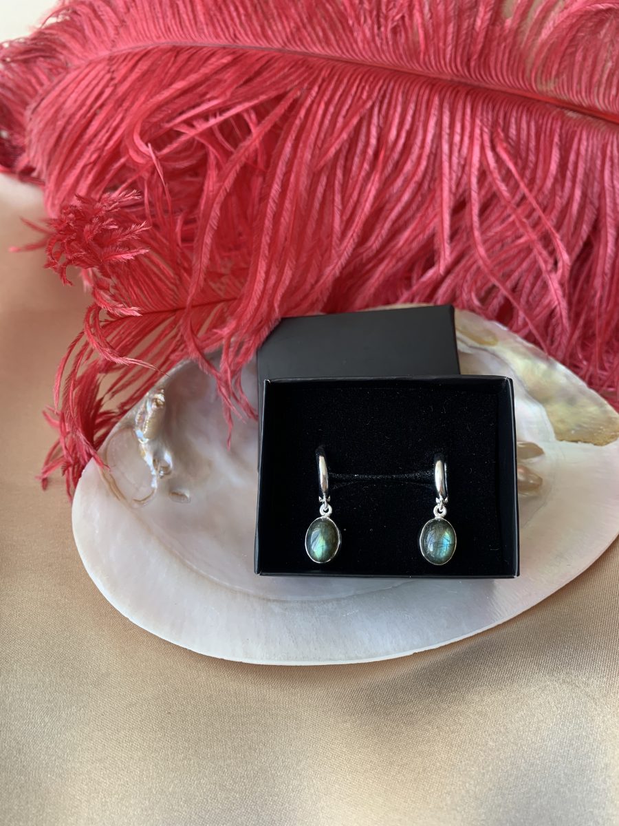 Labradorit Gümüş Küpe