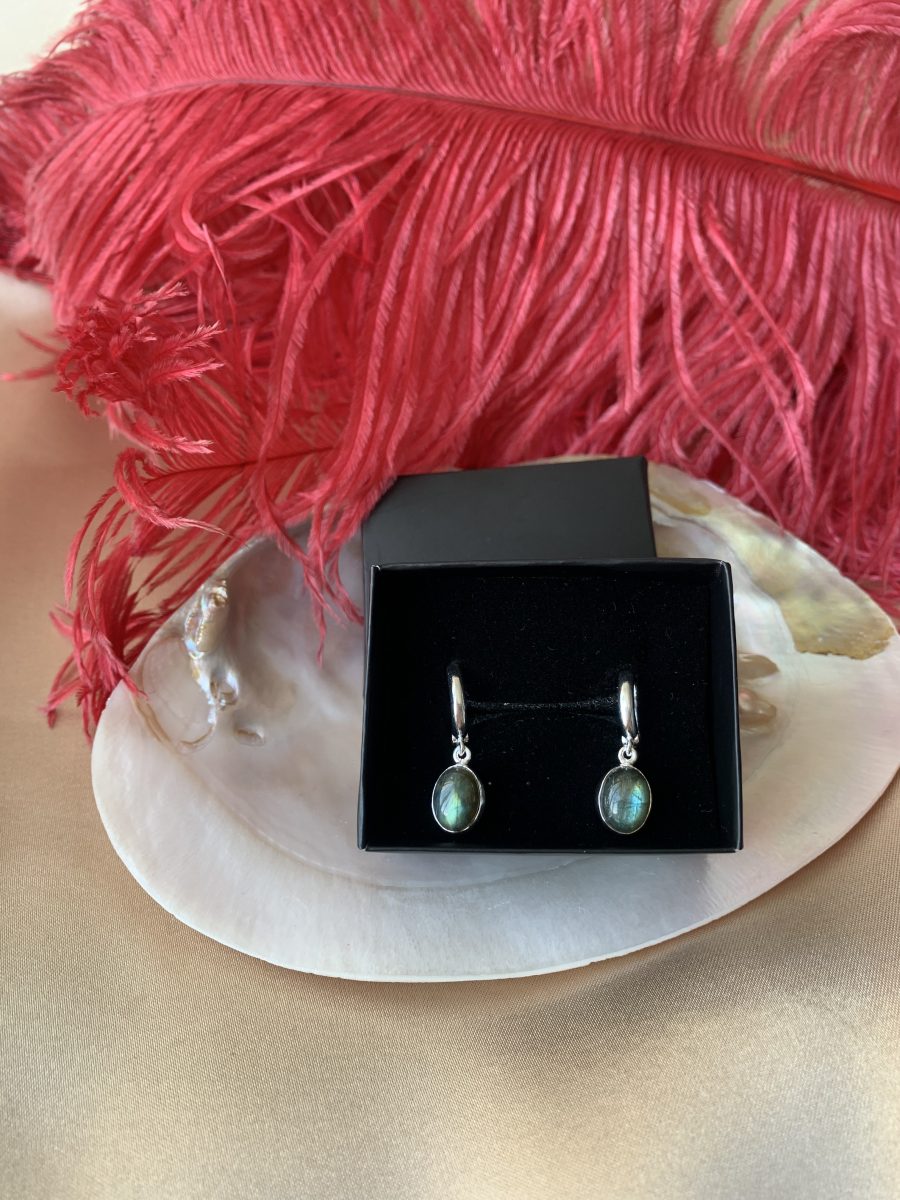 Labradorit Gümüş Küpe