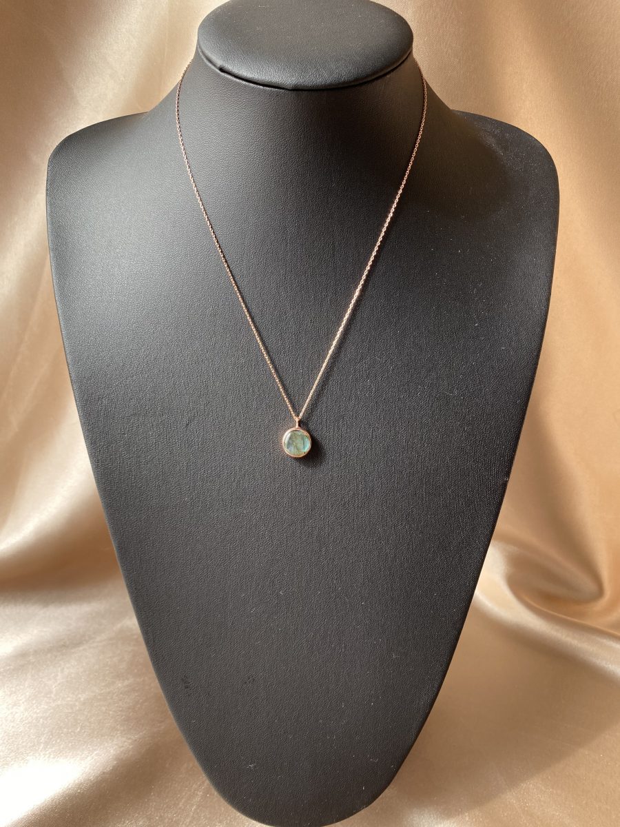 Labradorit Yuvarlak Rose Gold Kolye