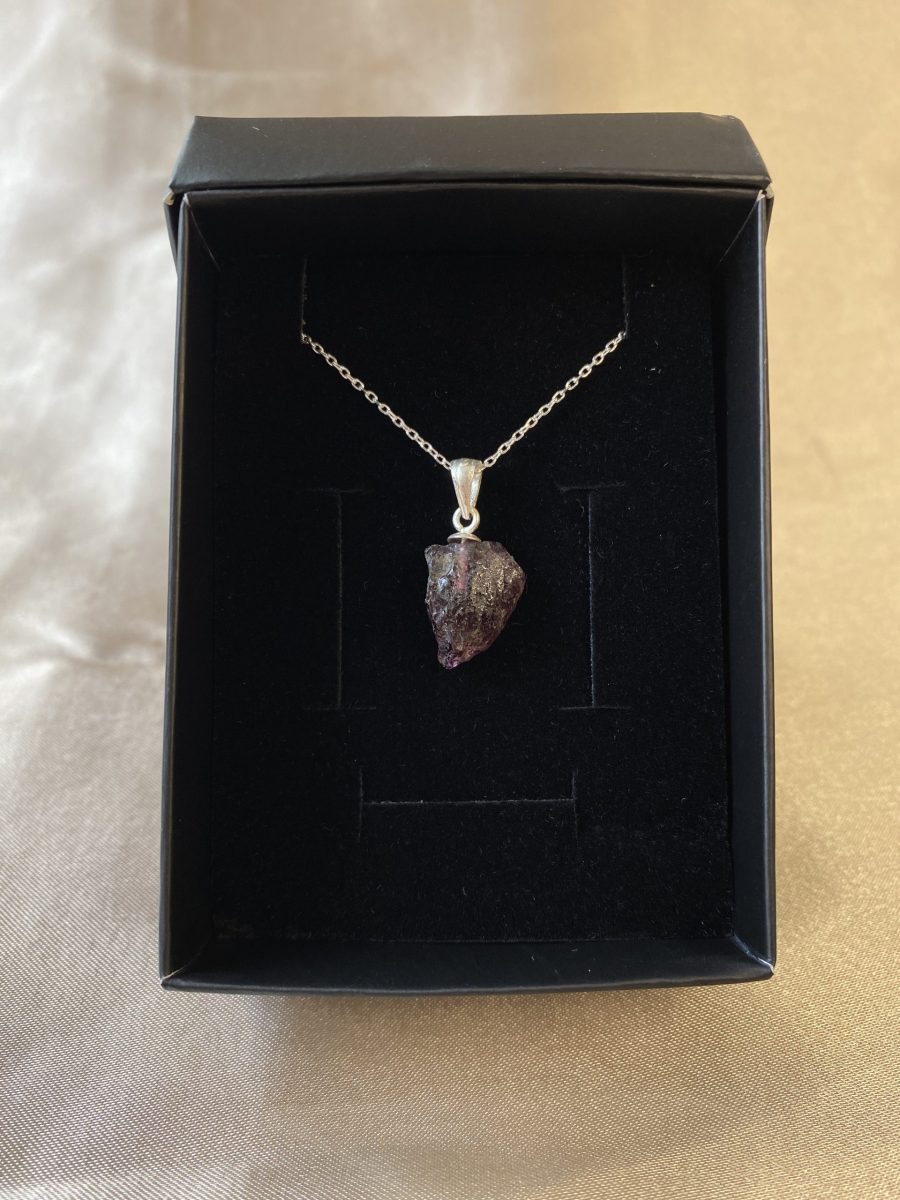 Lal Taşı (Garnet) İşlenmemiş Gümüş Kolye