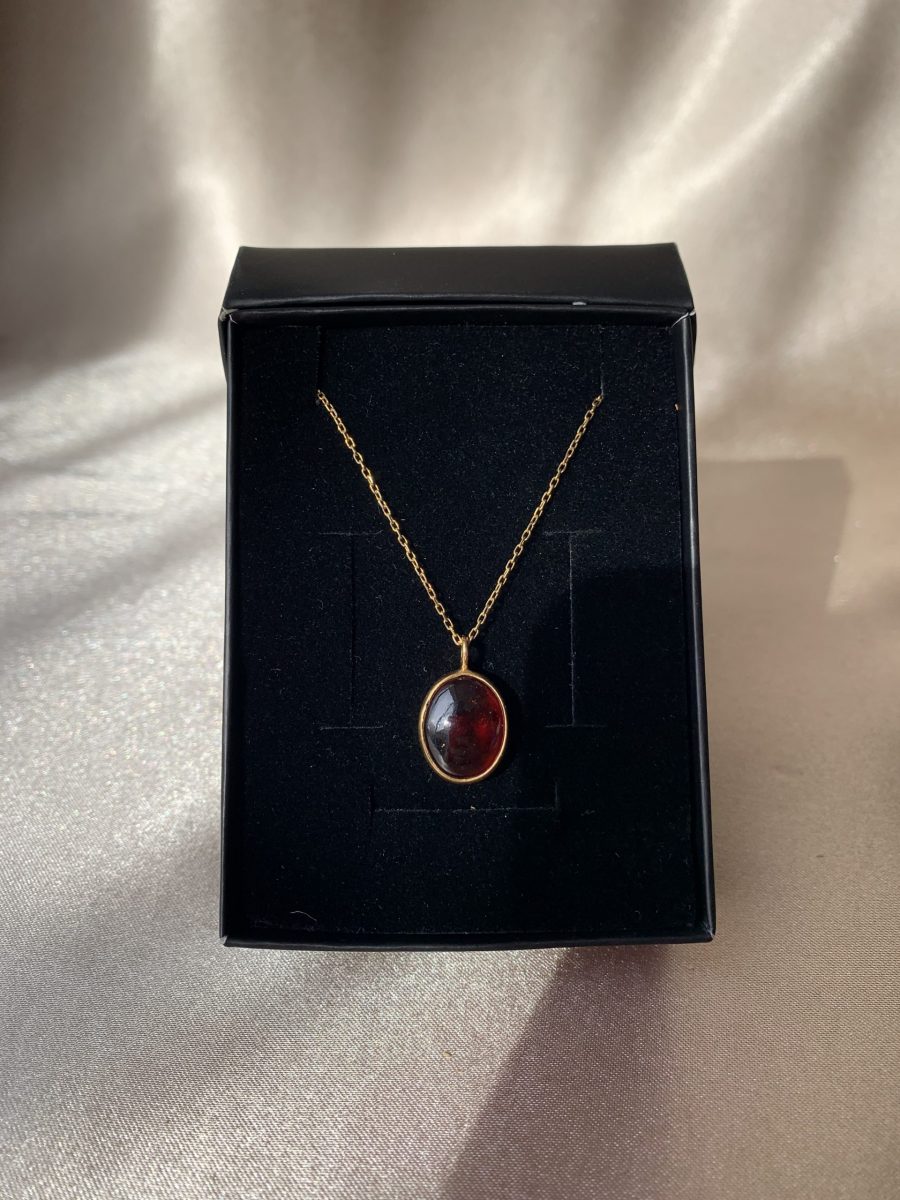 Lal Taşı (Garnet) Oval Gold Kolye