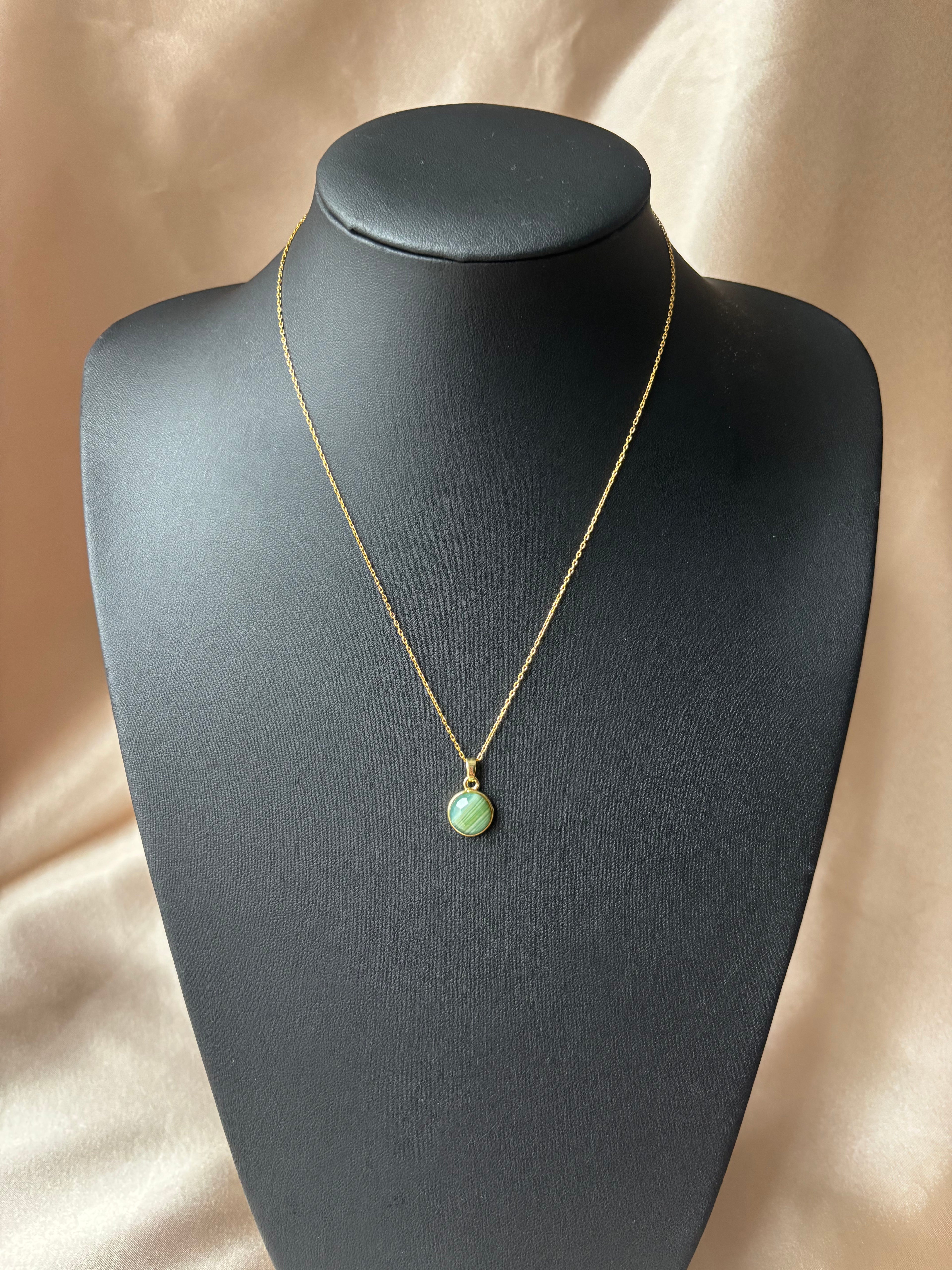 Malahit Basic Round Gold Kolye