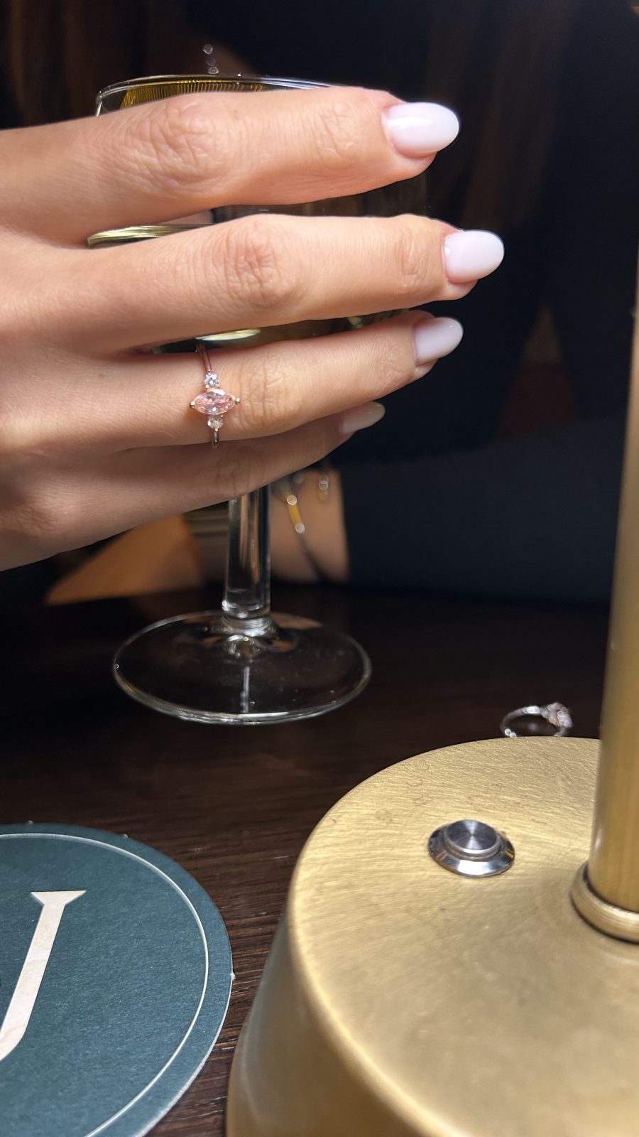 Pembe Kuvars Markiz Prenses Gümüş Yüzük