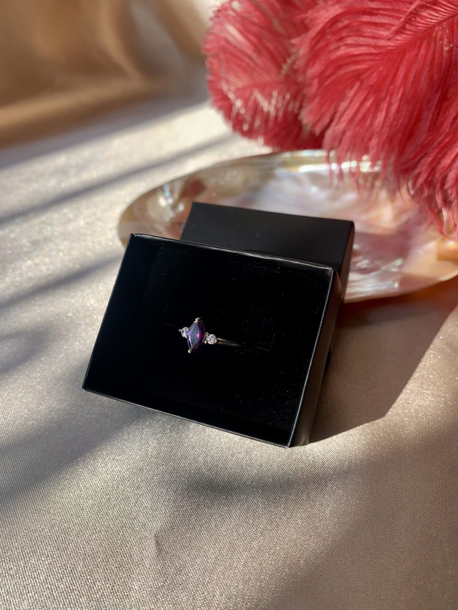 Ametist Markiz Prenses Gümüş Yüzük