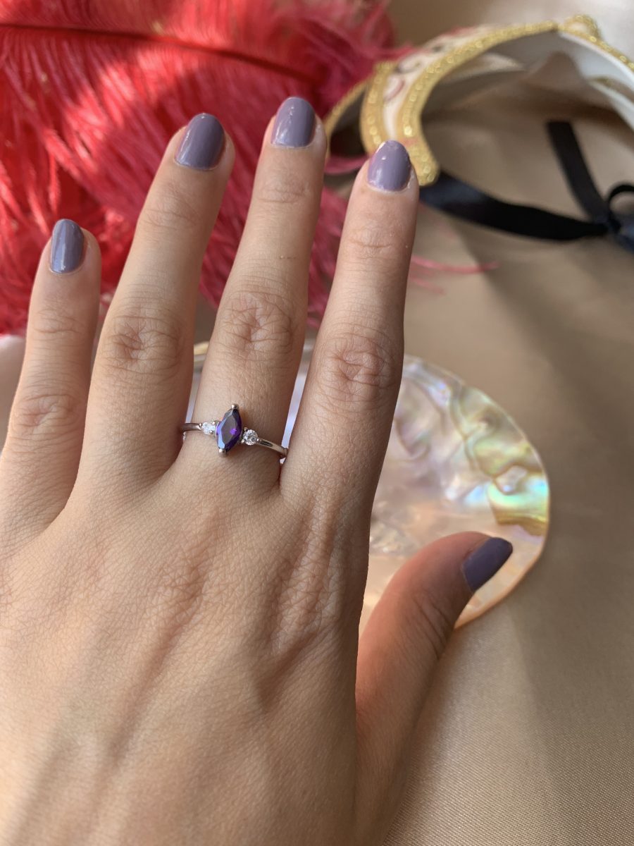 Ametist Markiz Prenses Gümüş Yüzük
