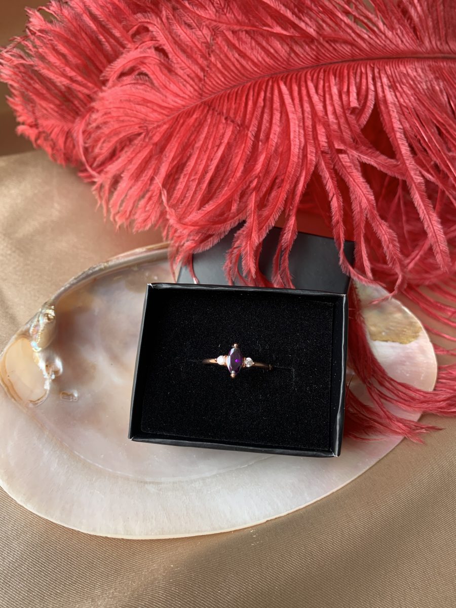 Ametist Markiz Prenses Rose Gold Yüzük