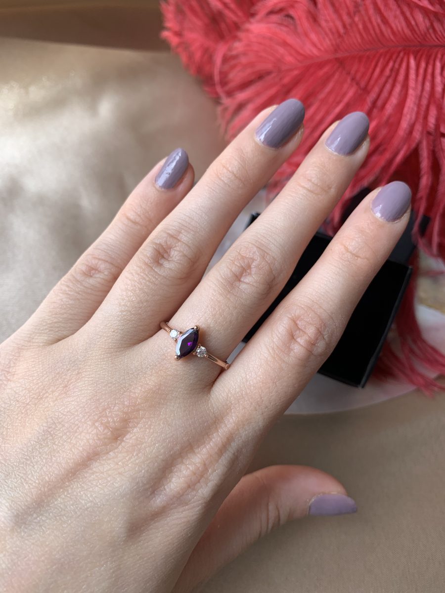 Ametist Markiz Prenses Rose Gold Yüzük