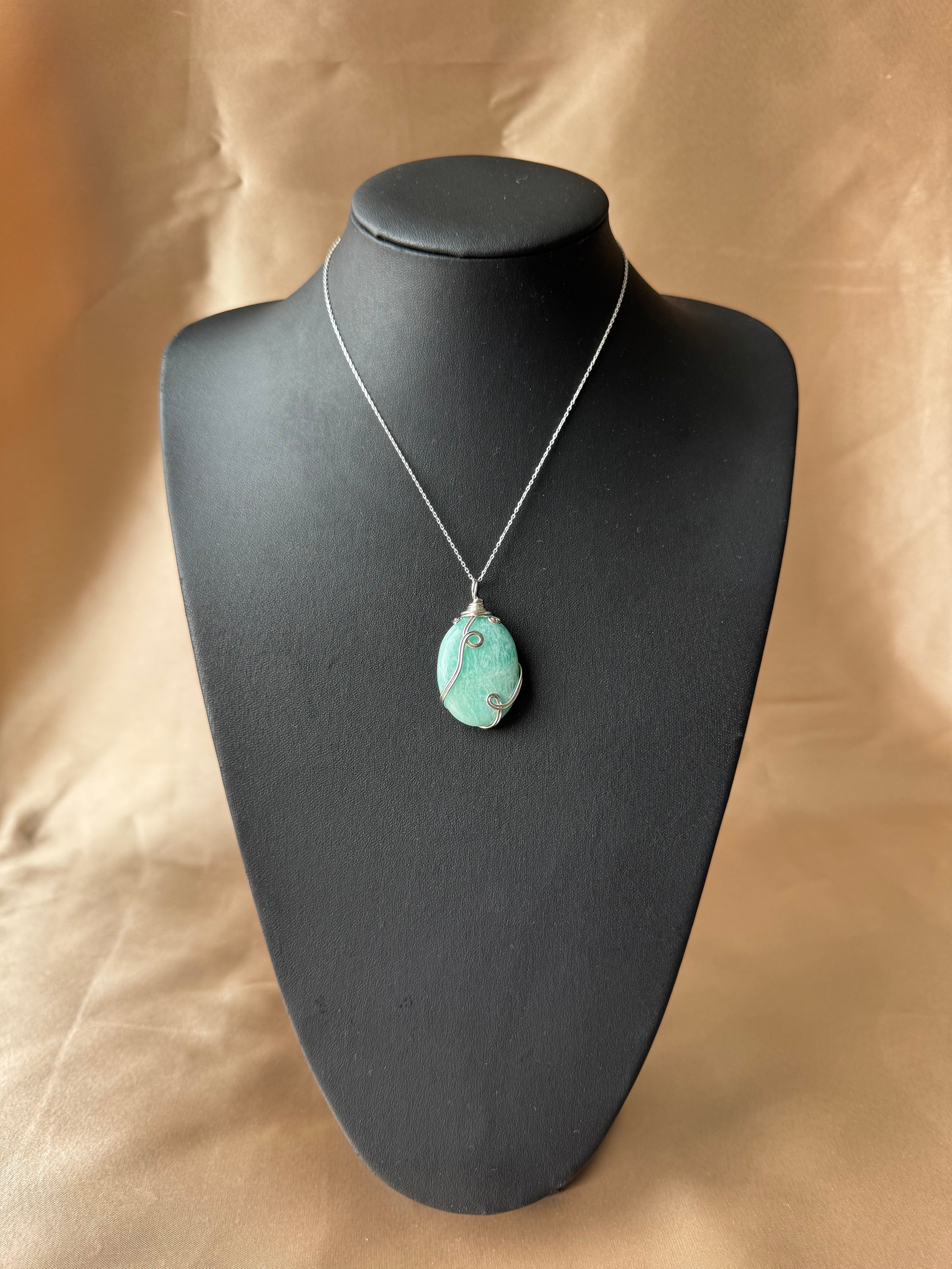 Amazonit Marquel Oval Kolye