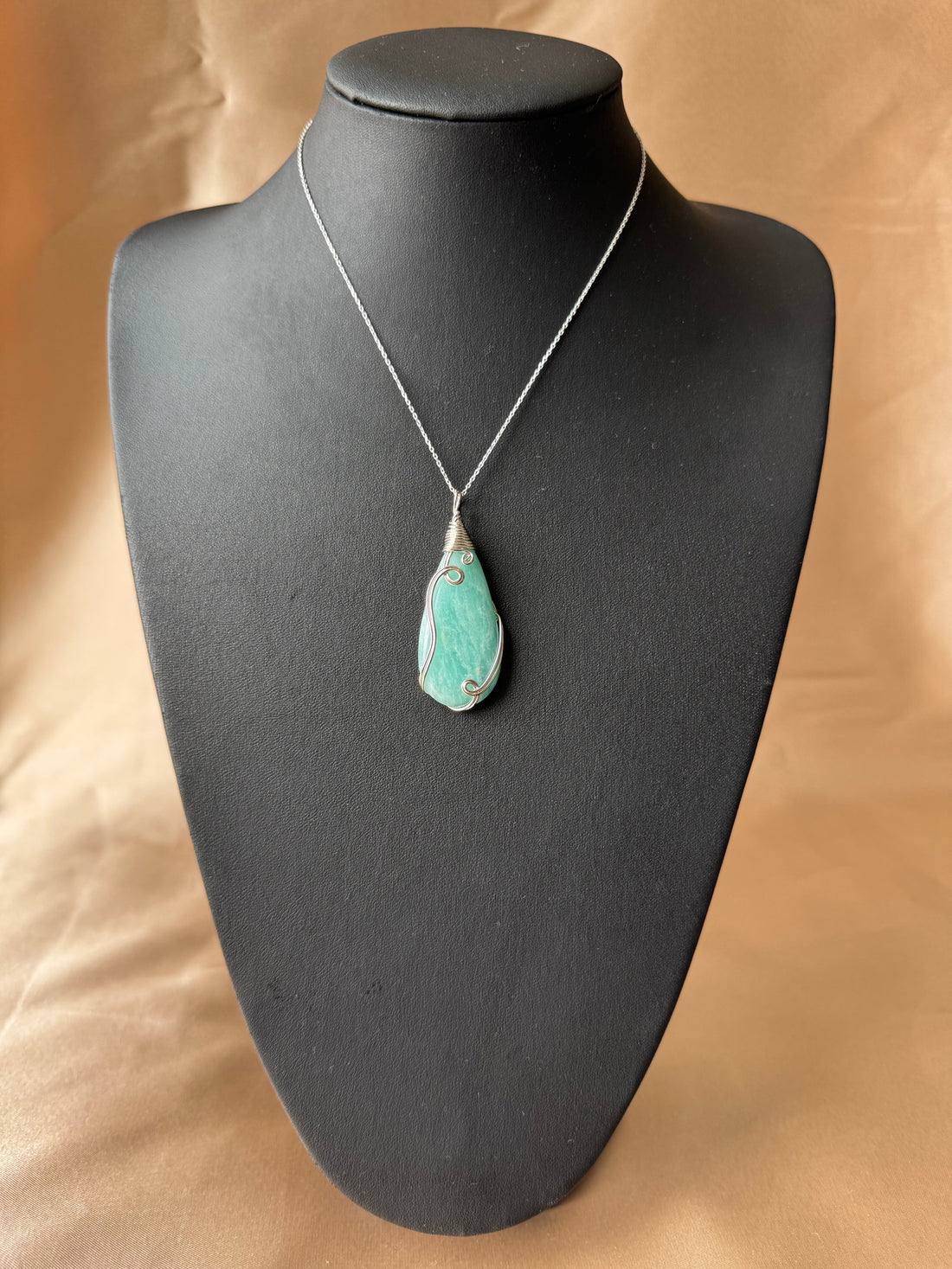 Amazonit Marquel Uzun İnce Damla Kolye