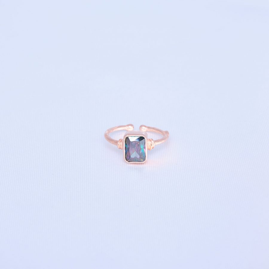 Mistik Topaz Dörtgen Rose Gold Yüzük