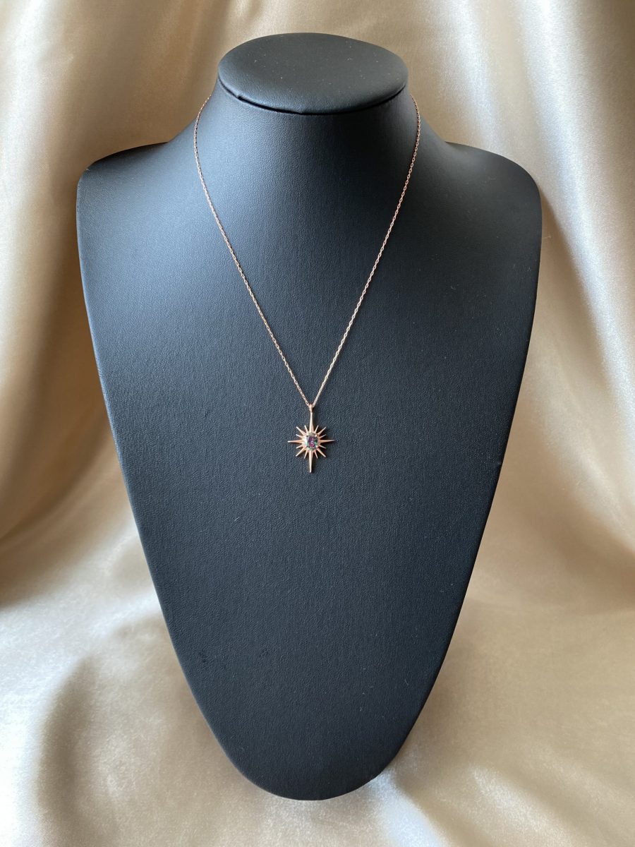 Mistik Topaz Büyük Kuzey Yıldızı Rose Gold Kolye