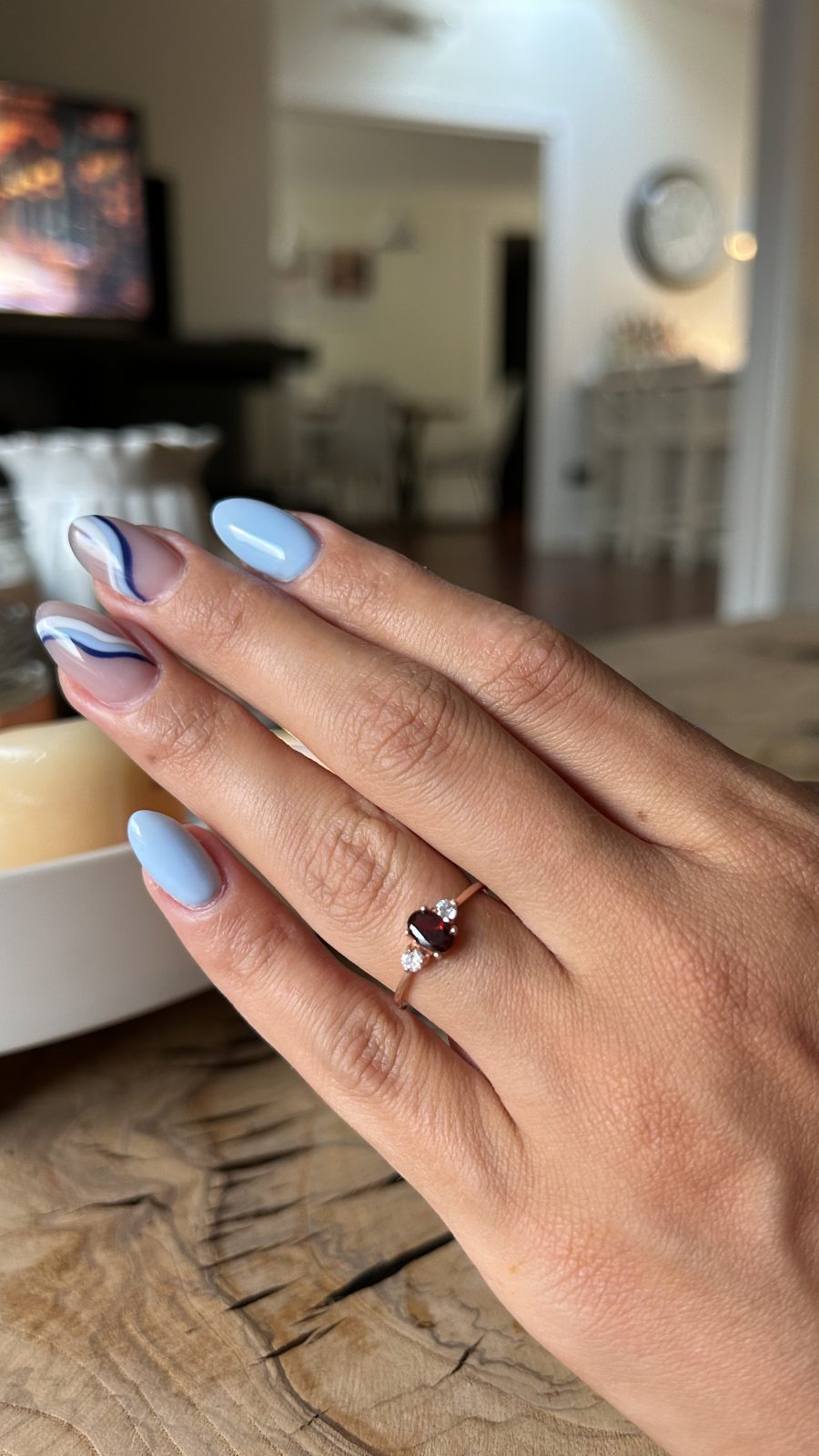 Lal Taşı (Garnet) Oval Prenses Rose Gold Yüzük