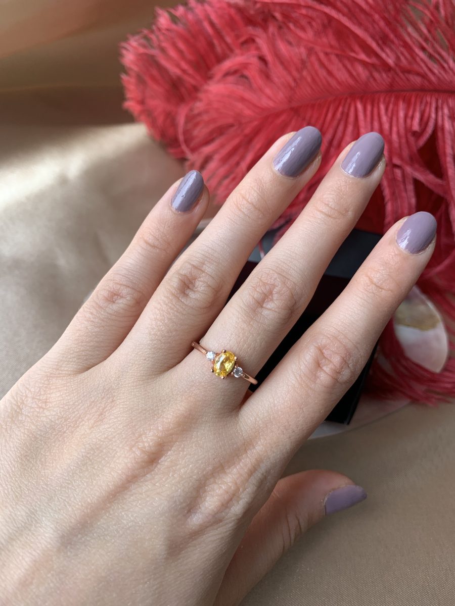 Sitrin Oval Prenses Rose Gold Yüzük