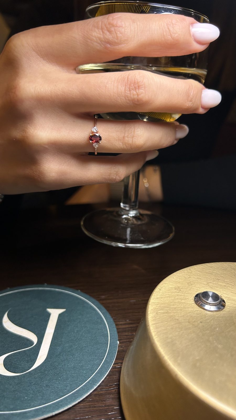 Lal Taşı (Garnet) Oval Prenses Rose Gold Yüzük