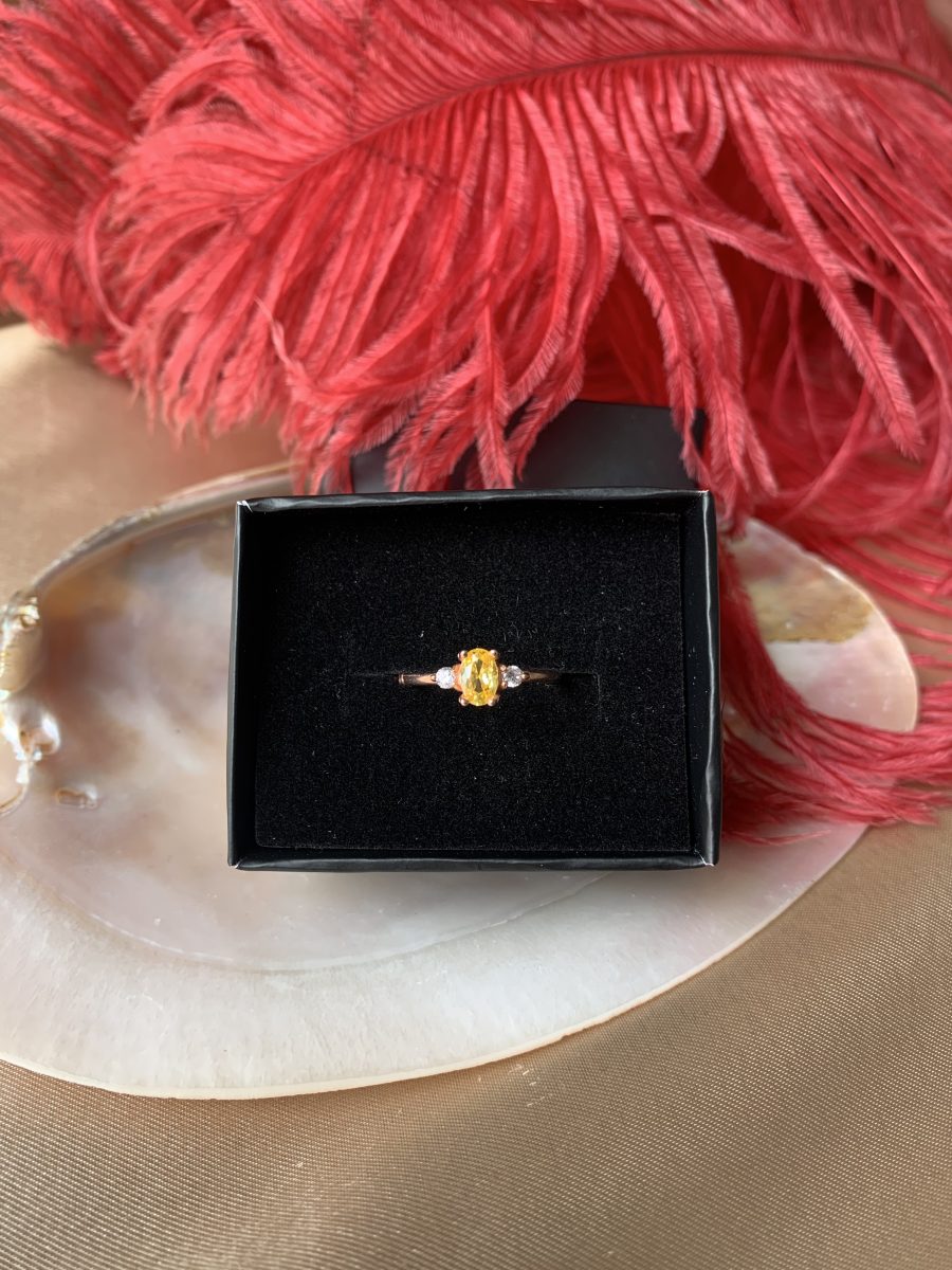 Sitrin Oval Prenses Rose Gold Yüzük