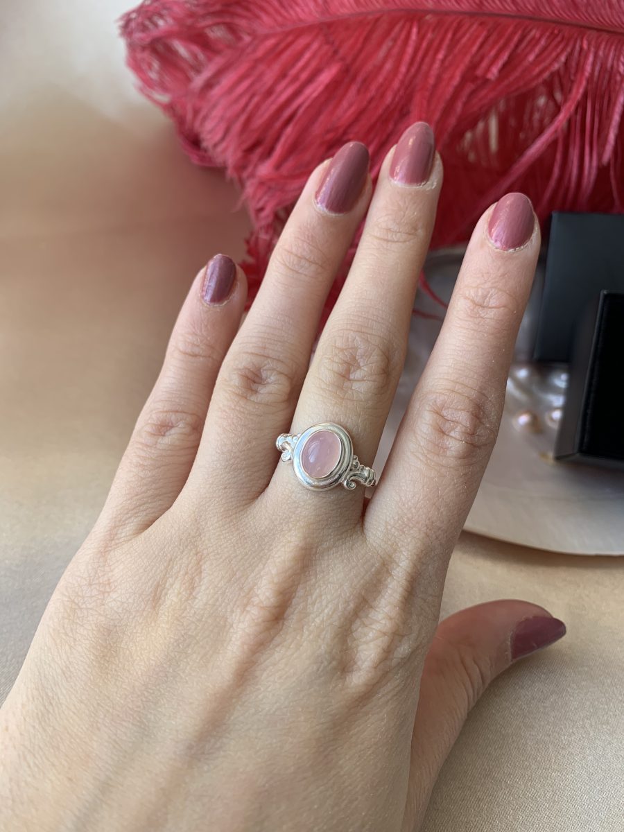 Pembe Kuvars Vintage Gümüş Yüzük