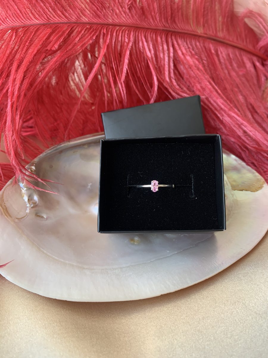 Pembe Kuvars Minimal Gümüş Yüzük