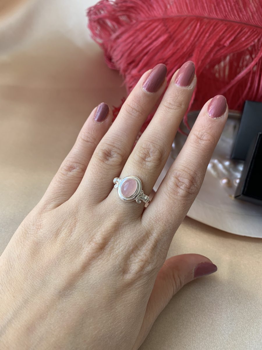 Pembe Kuvars Vintage Gümüş Yüzük