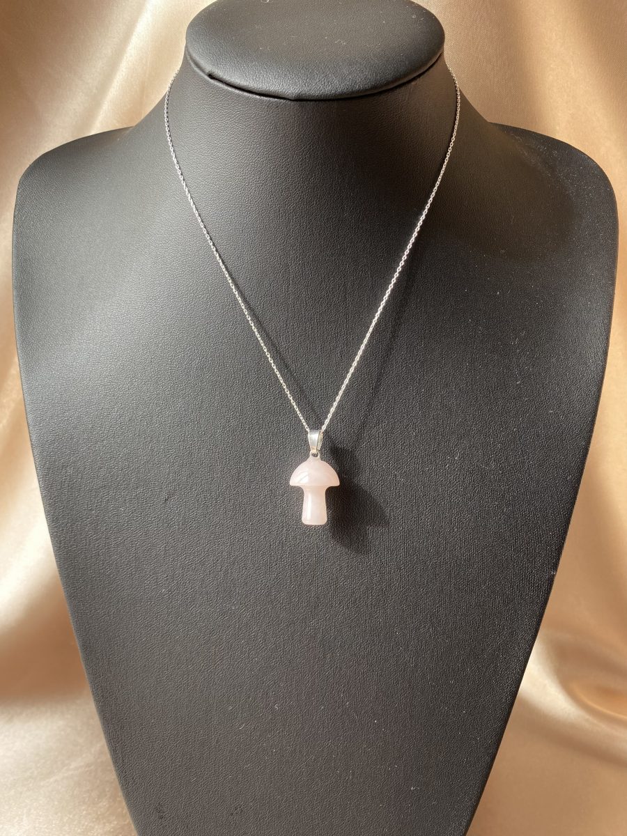 Pembe Kuvars Mantar Kolye