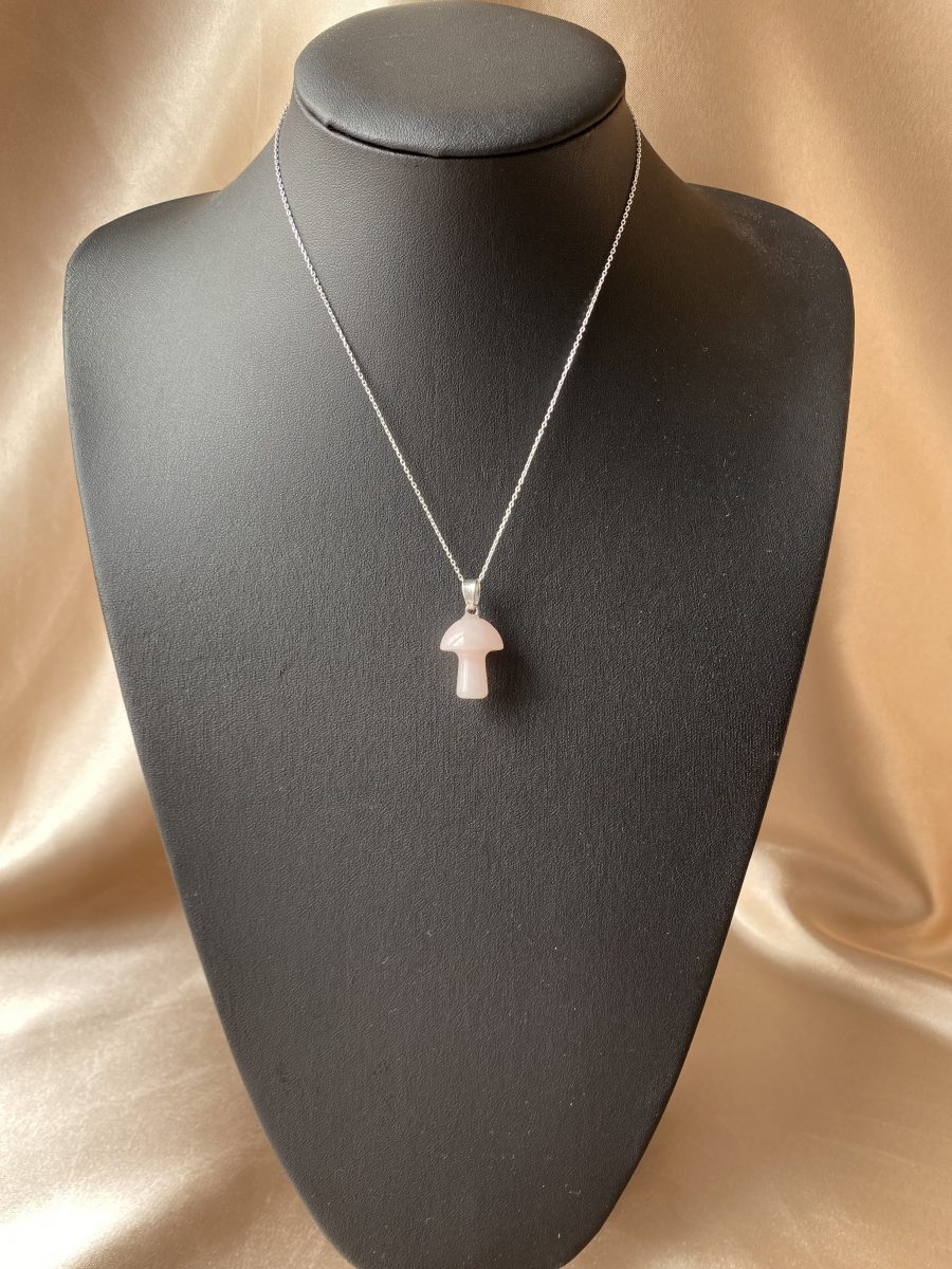 Pembe Kuvars Mantar Kolye