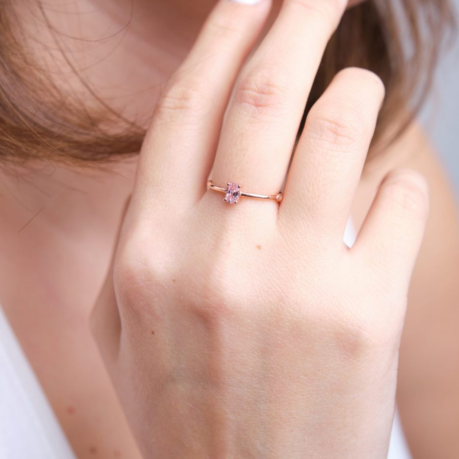 Pembe Kuvars Minimal Rose Gold Yüzük