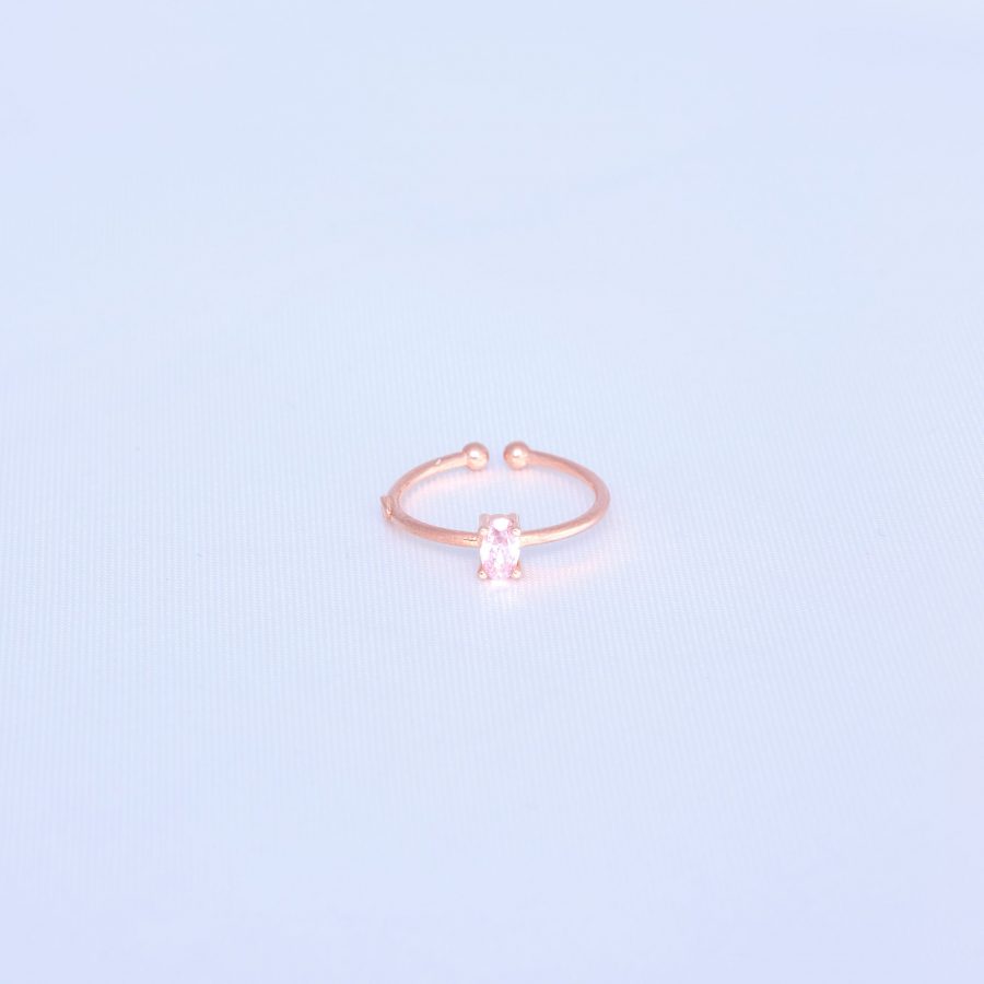 Pembe Kuvars Minimal Rose Gold Yüzük