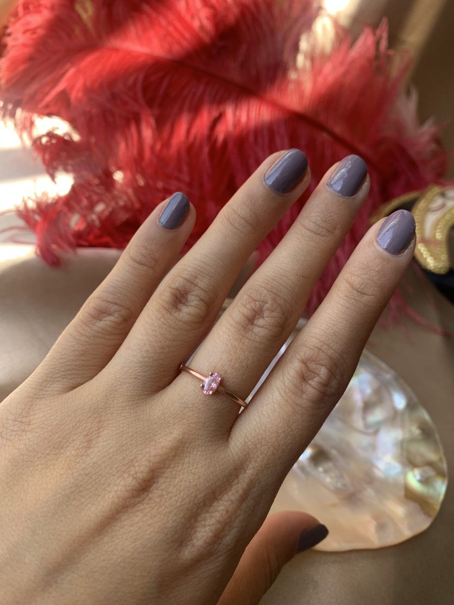 Pembe Kuvars Minimal Rose Gold Yüzük