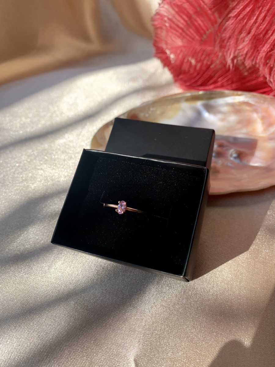 Pembe Kuvars Minimal Rose Gold Yüzük