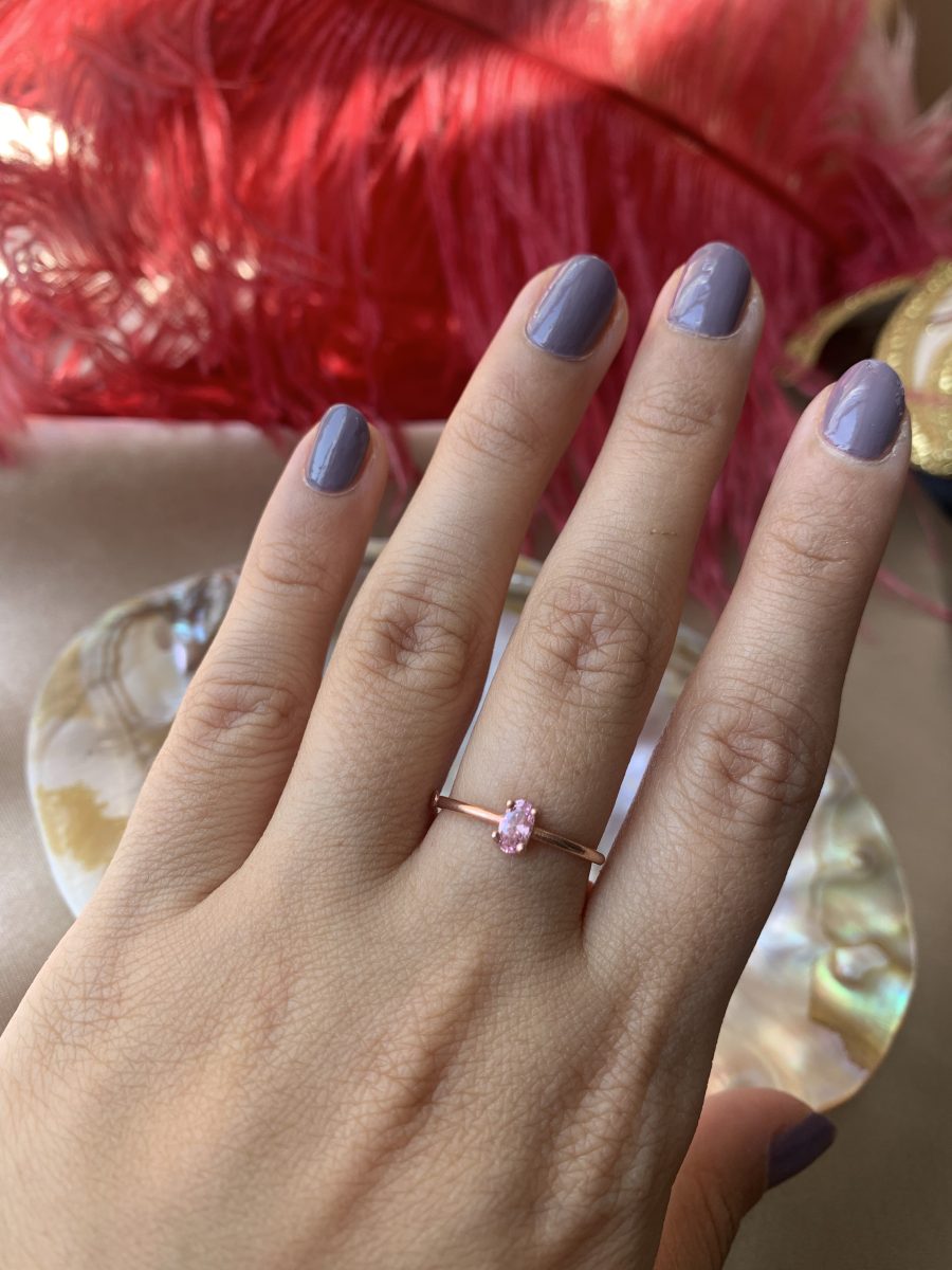 Pembe Kuvars Minimal Rose Gold Yüzük