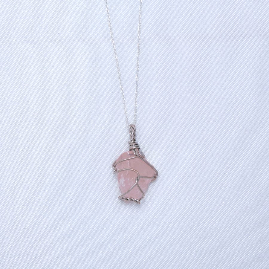 Pembe Kuvars Sarmal Kolye