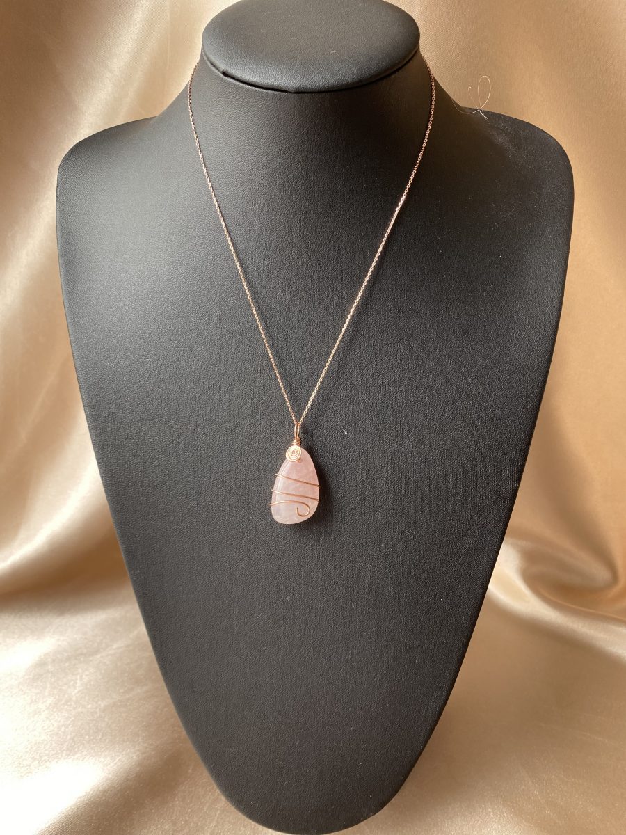 Pembe Kuvars Sarmal Rose Gold Kolye